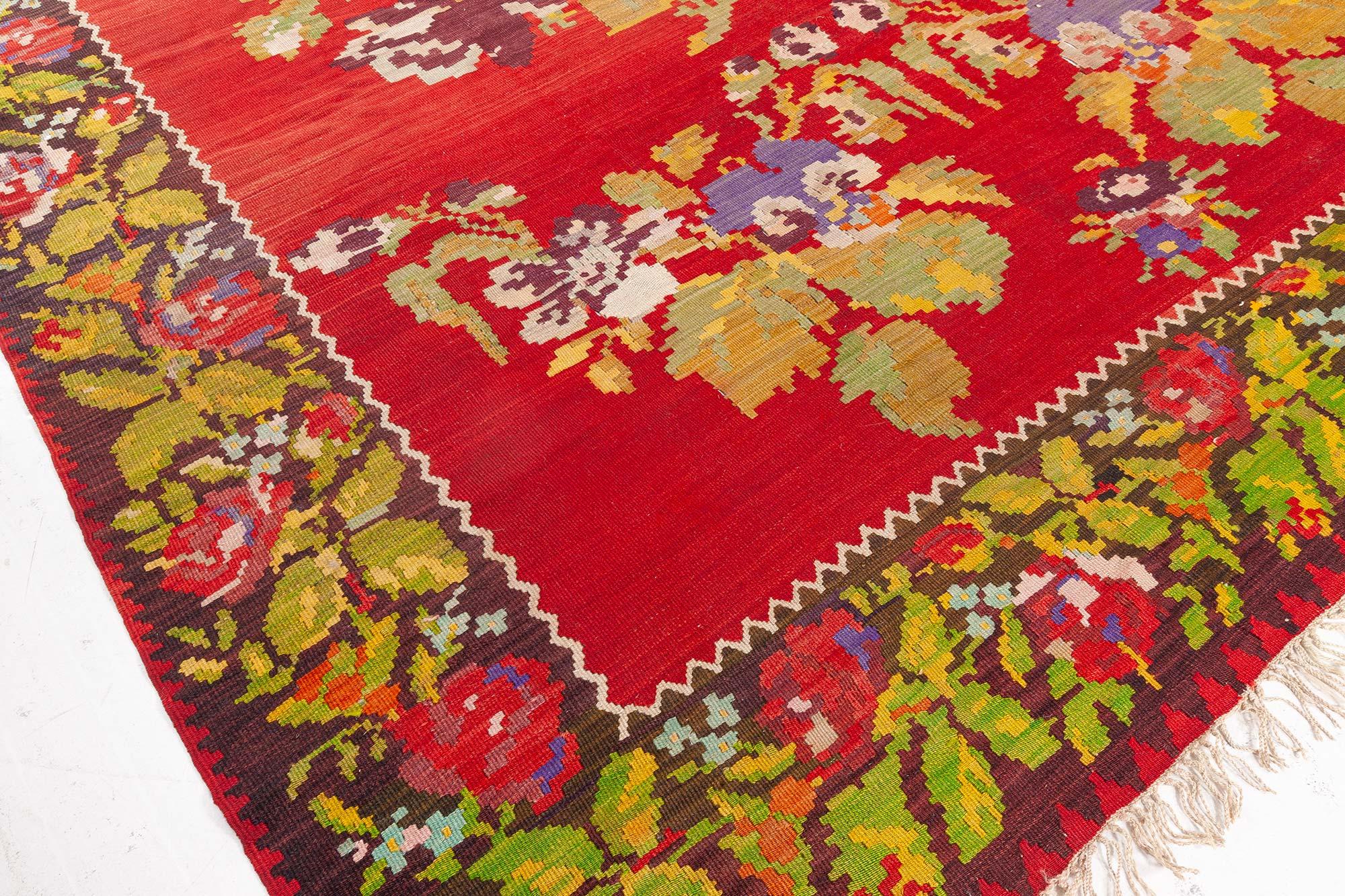 Wool Doris Leslie Blau Antique Bessarabian Red Rug For Sale