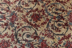 Doris Leslie Blau Antique Bidjar Allover Floral Cream Beige Rug - c. 1900