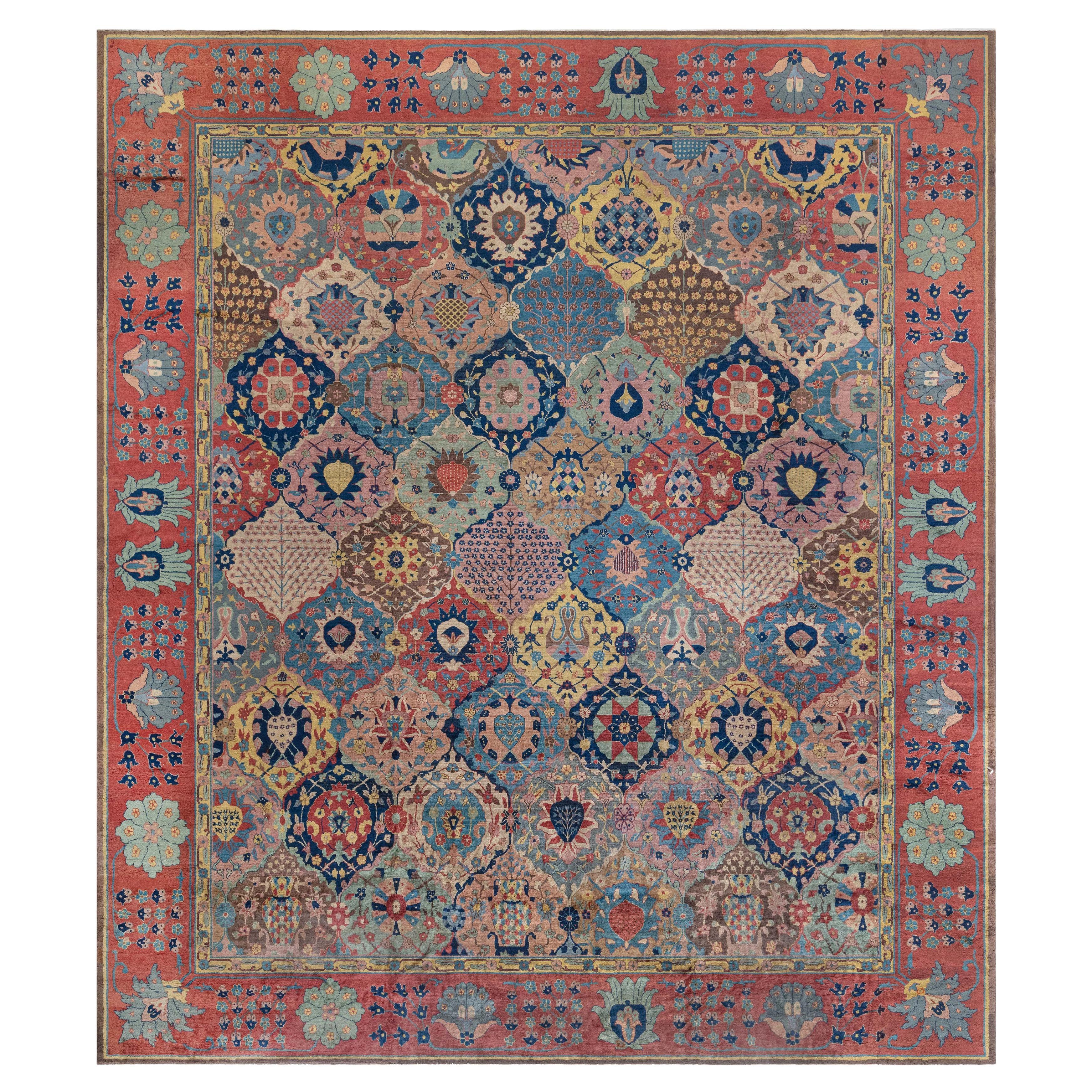 Doris Leslie Blau Antique Botanic Indian Rug 
Size Adjusted
 For Sale