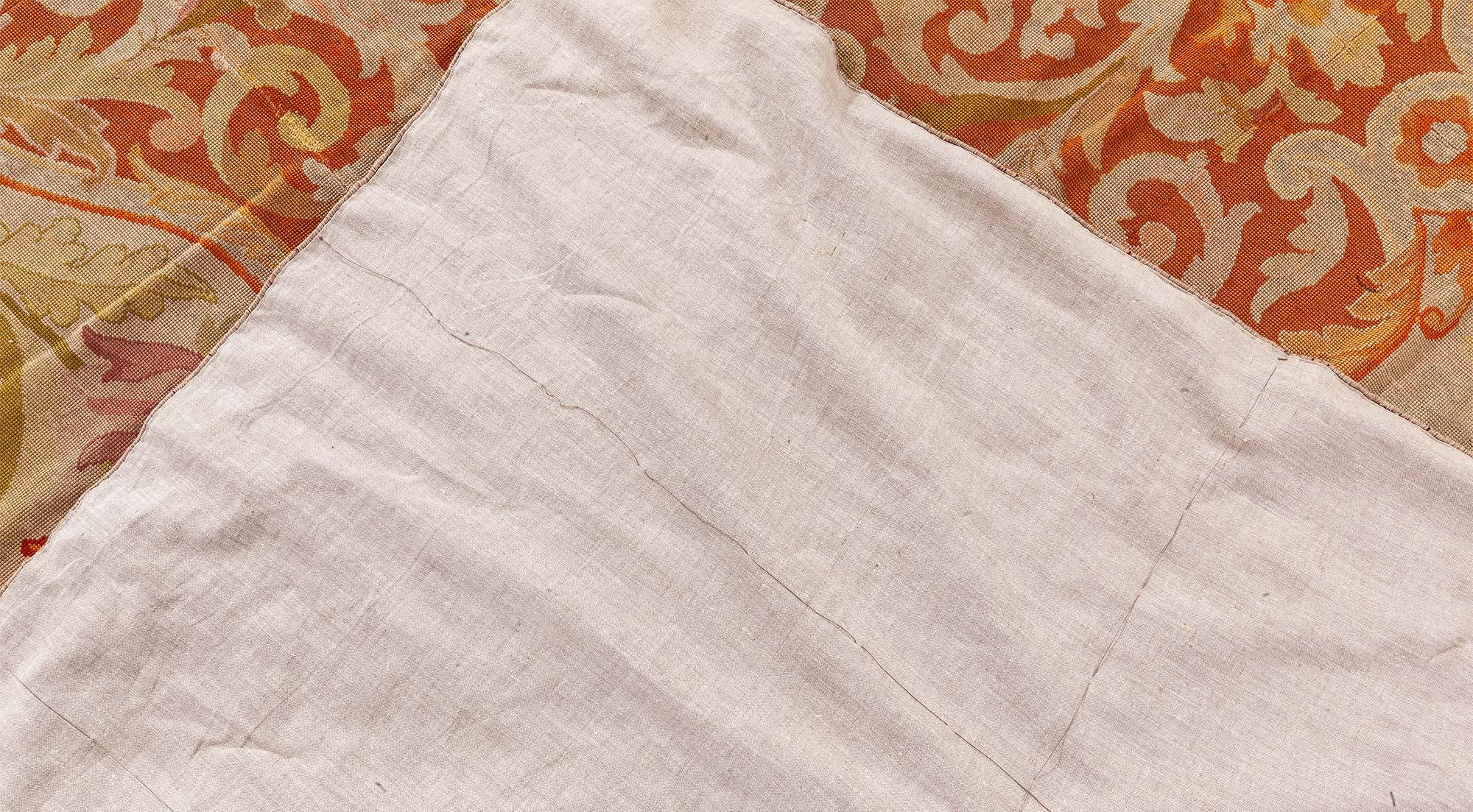 Doris Leslie Blau Antique Botanic Orange Needlework Carpet For Sale 3