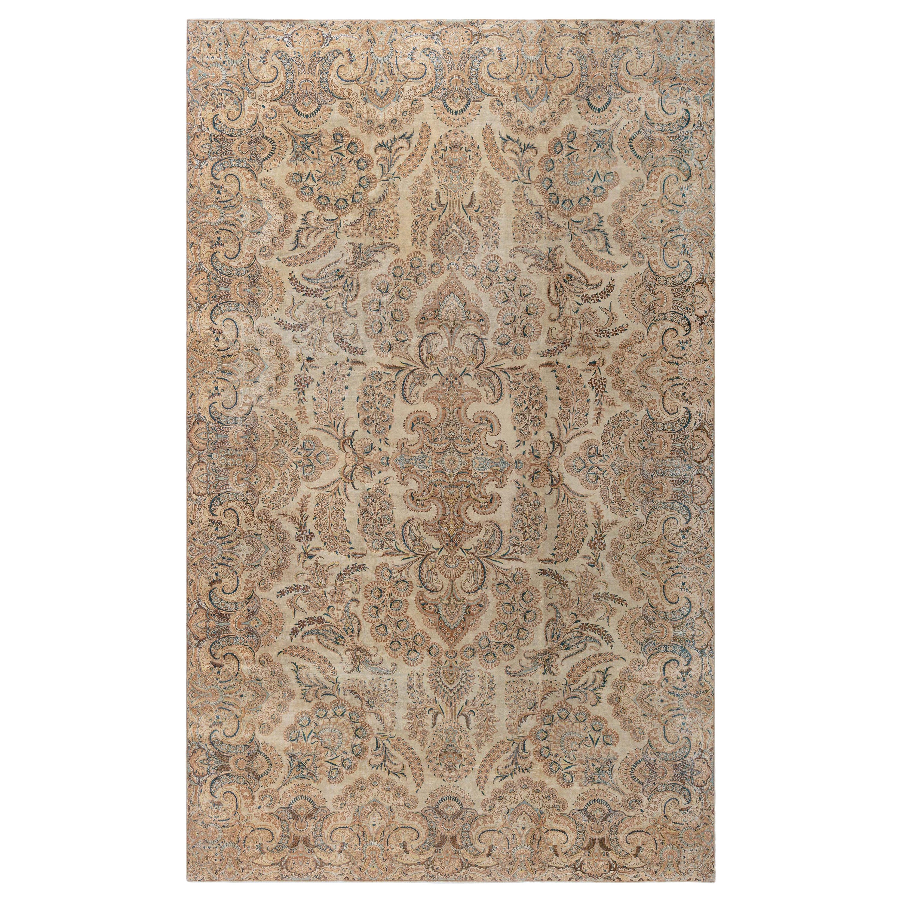 Doris Leslie Blau Antique Botanic Persian Kirman Handmade Wool Rug