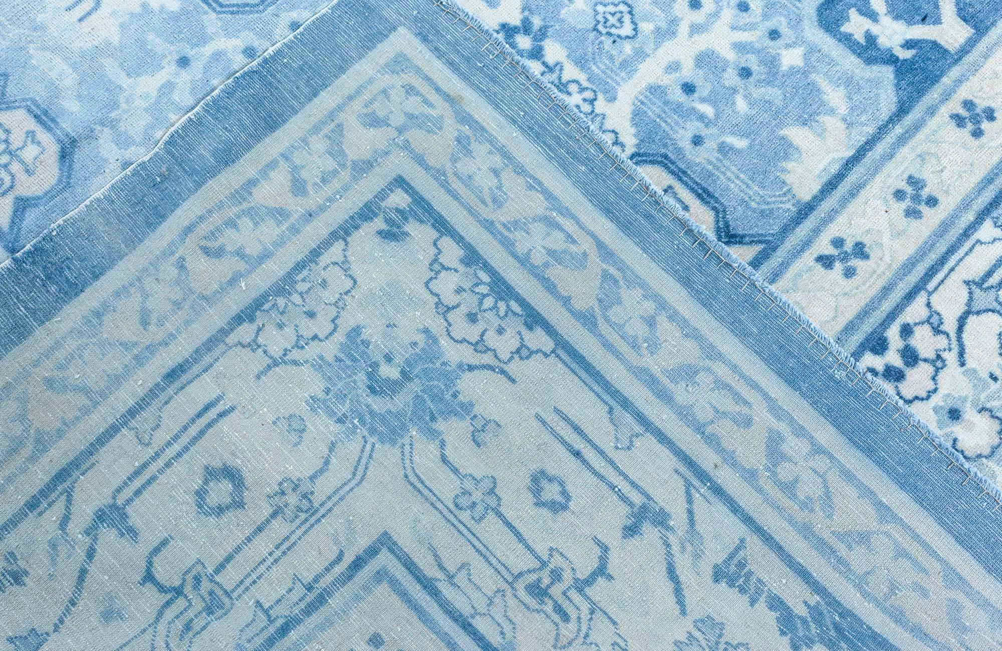 Doris Leslie Blau Antique Chinese Blue Wool Rug For Sale 5