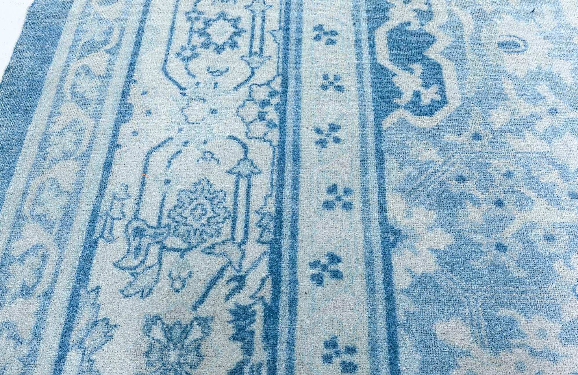 Hand-Knotted Doris Leslie Blau Antique Chinese Blue Wool Rug For Sale
