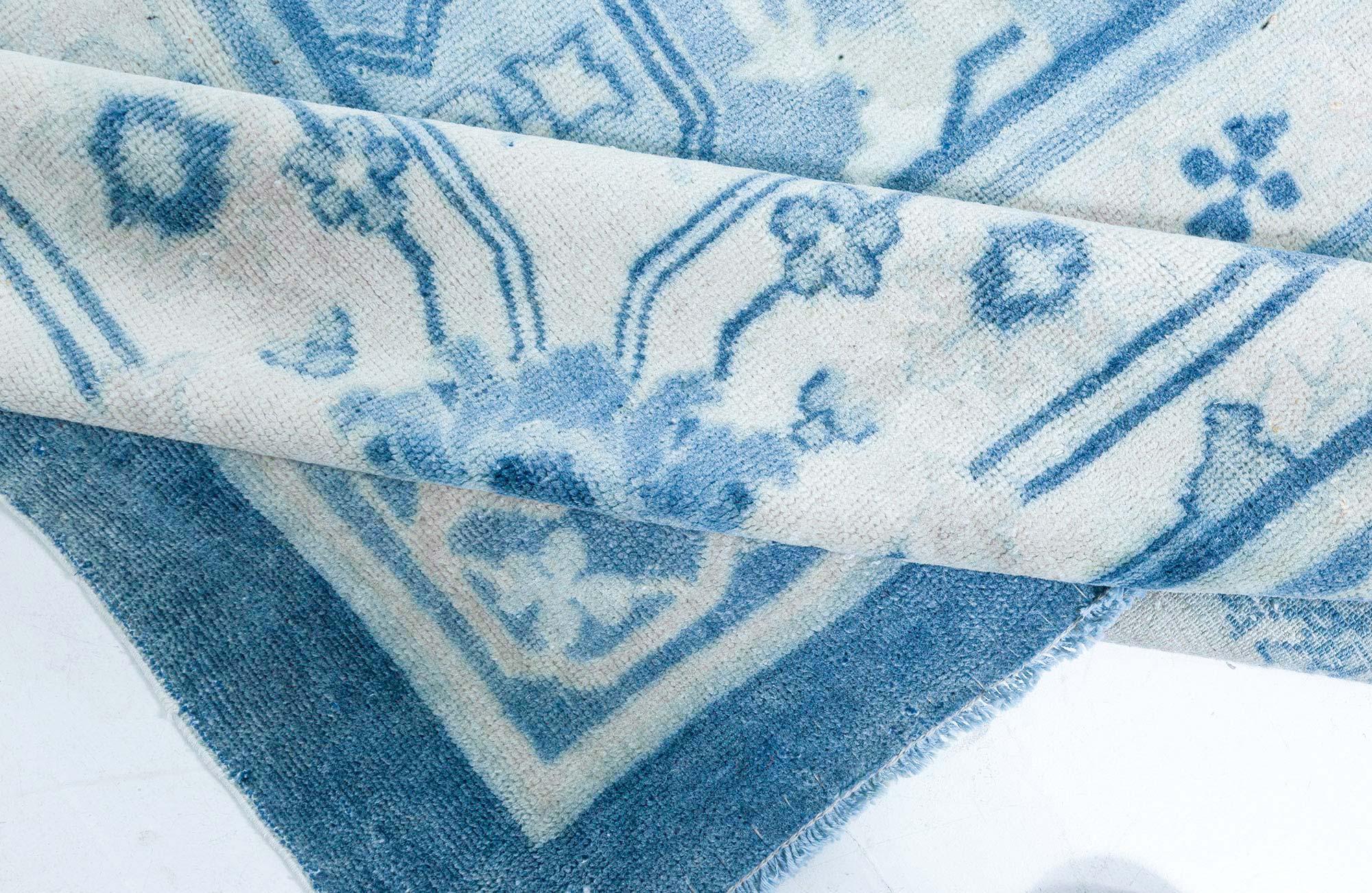 Doris Leslie Blau Antique Chinese Blue Wool Rug For Sale 3
