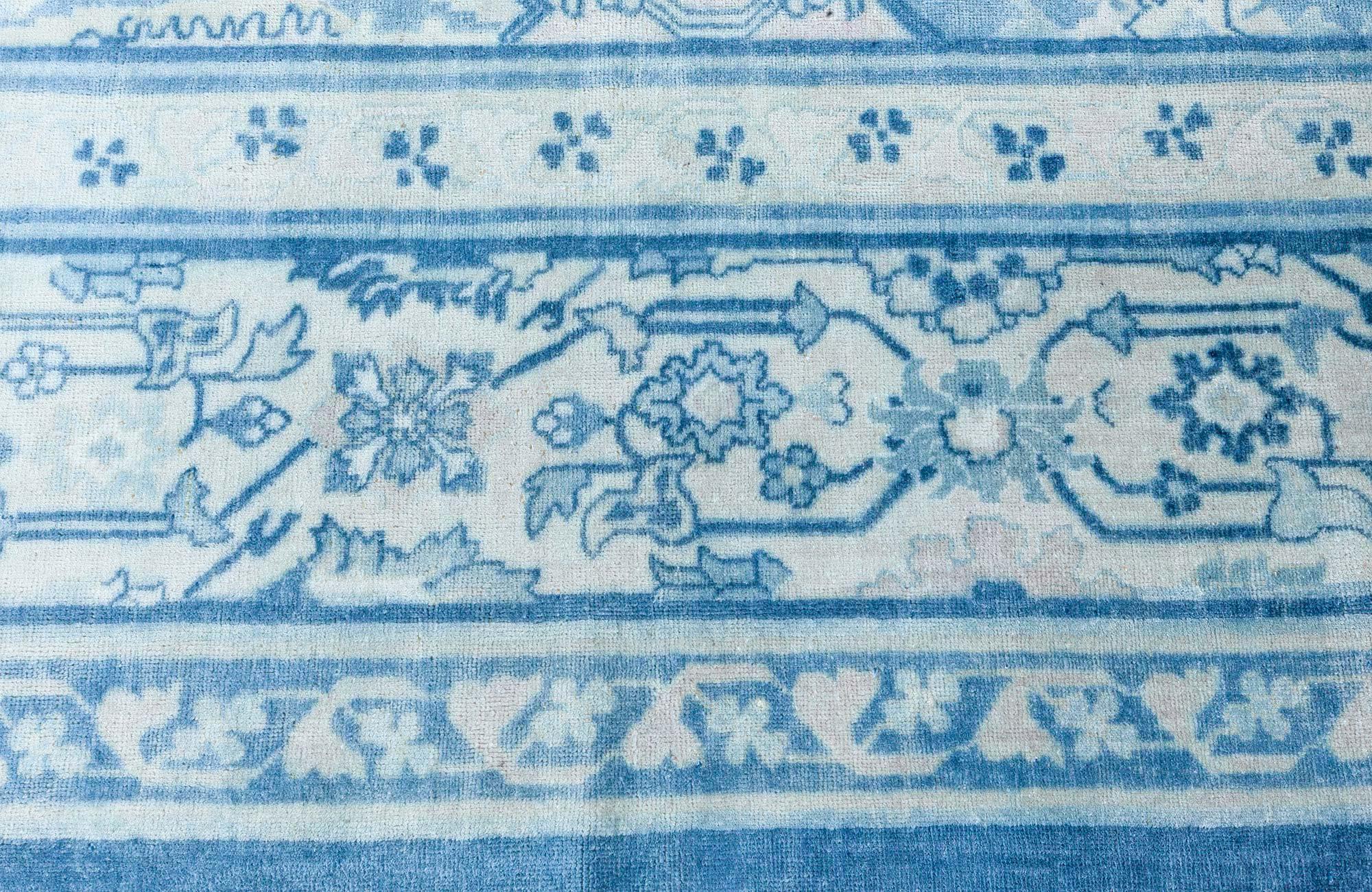 Doris Leslie Blau Antique Chinese Blue Wool Rug For Sale 4
