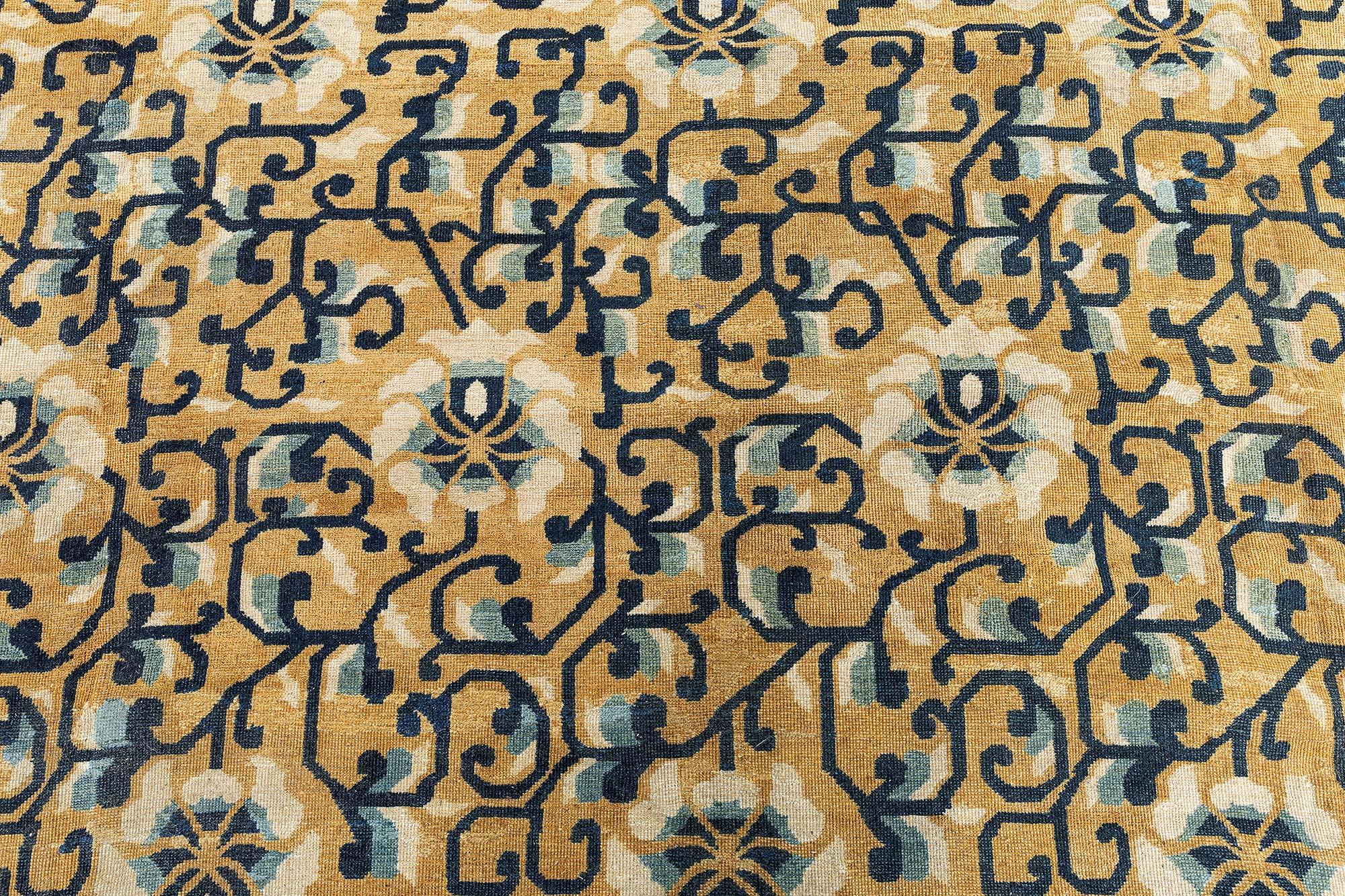 Laine Doris Leslie Blau Tapis chinois ancien de Samarkand en vente