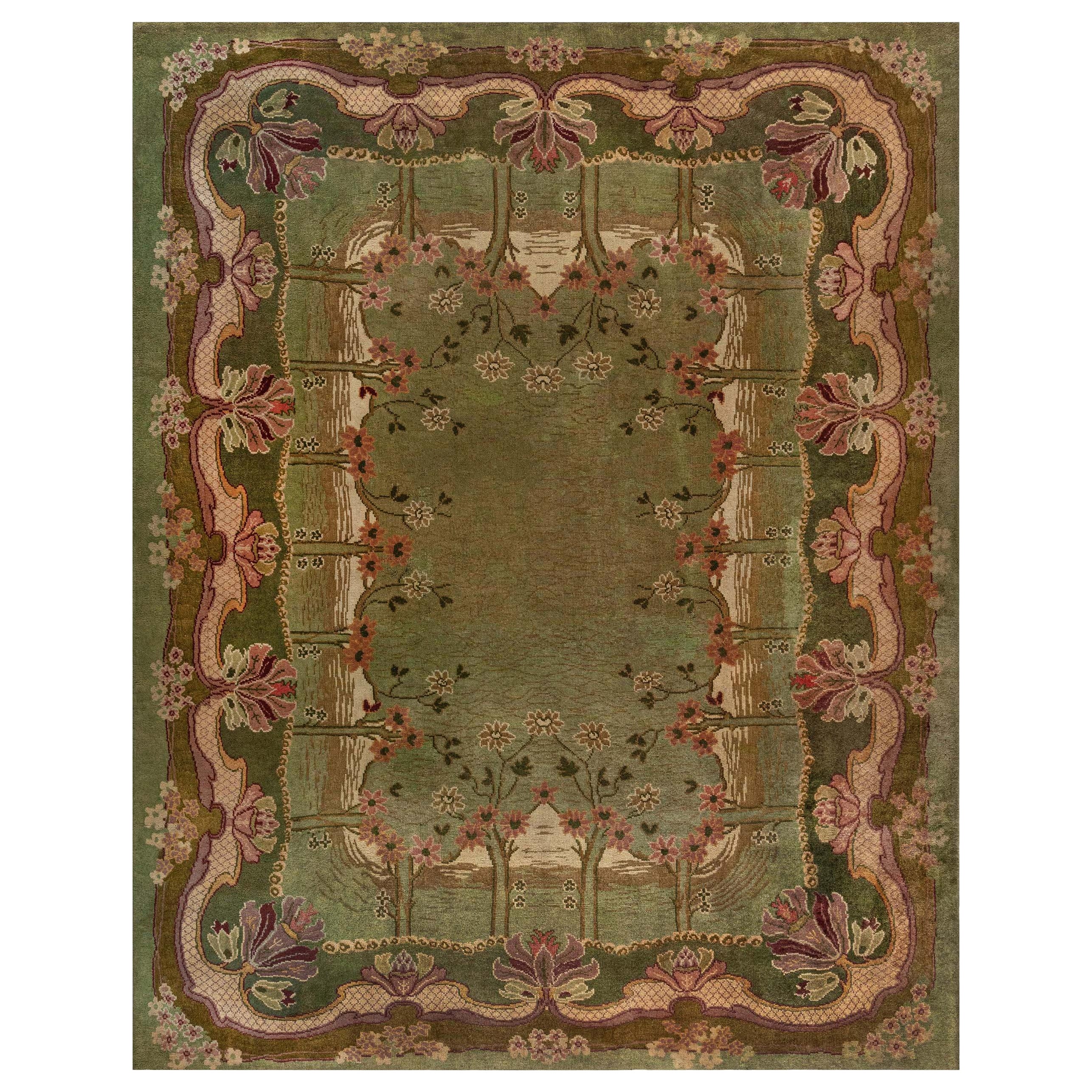 Doris Leslie Blau Alfombra inglesa antigua de lana Arts & Crafts de C.F.A. Voysey