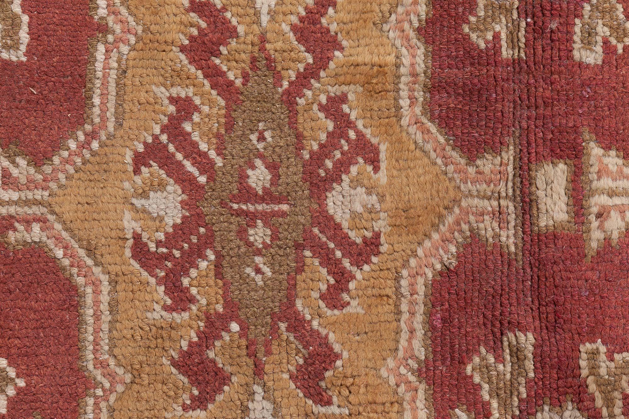 Antique English Axminster abstract bold handwoven wool rug
Size: 10'0