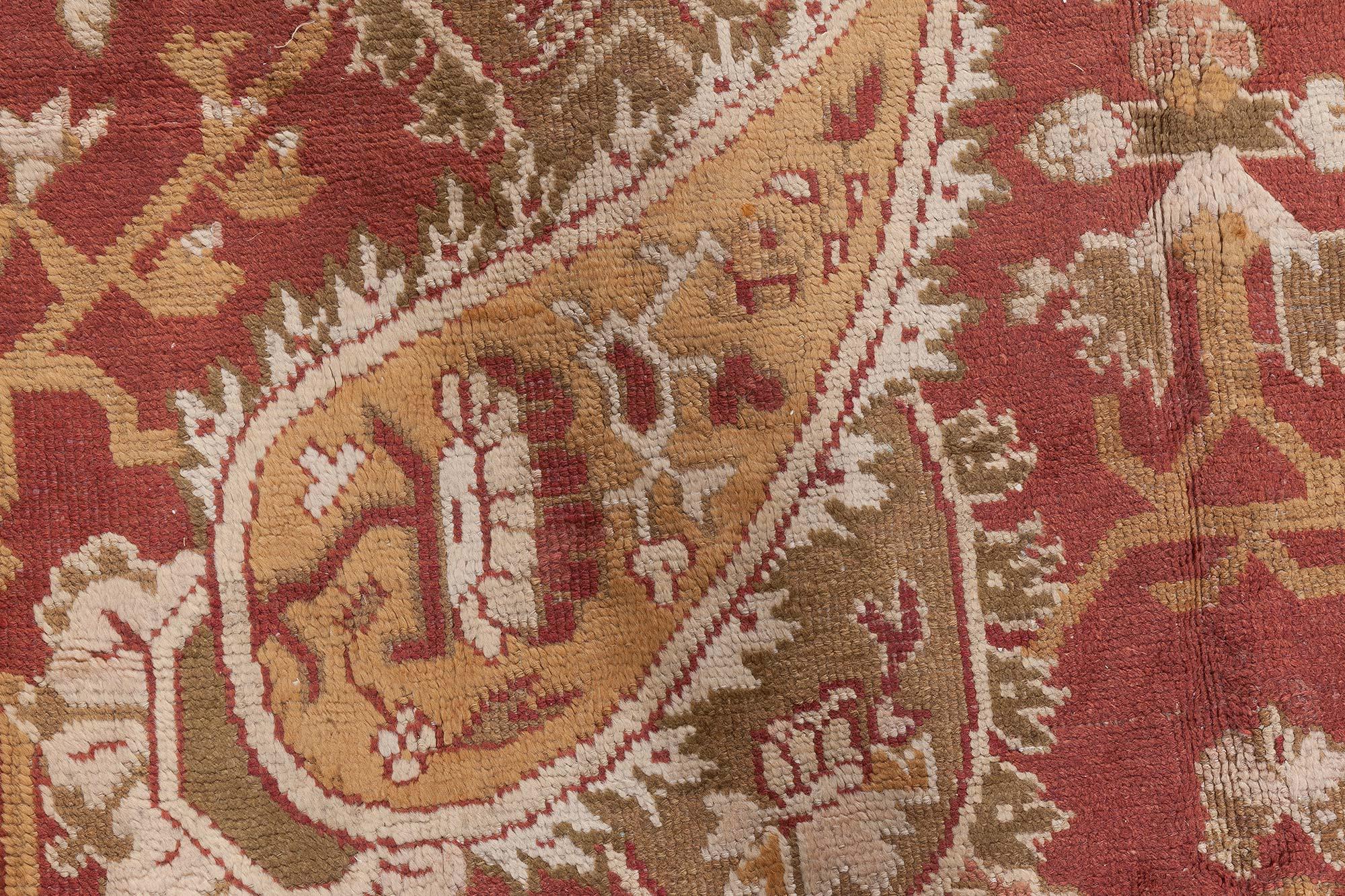 20th Century Doris Leslie Blau Antique English Axminster Handwoven Wool Rug For Sale