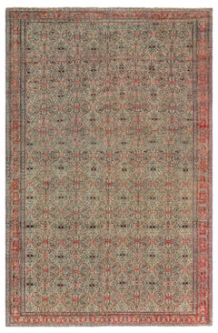Doris Leslie Blau Antique Floral Allover Light Beige Hand-Knotted Rug - c. 1880
