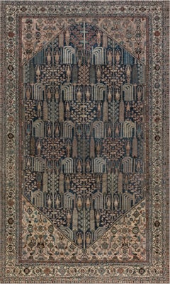 Doris Leslie Blau Antique Floral Allover Light Beige Hand-Knotted Rug - c. 1900
