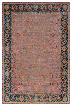Doris Leslie Blau Antique Floral Dusty Rose Rug - c. 17th Century Esfahan