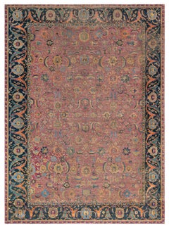 Doris Leslie Blau Antique Floral Dusty Rose Rug - c. 17th Century Isfahan