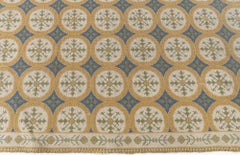 Doris Leslie Blau Antique Floral Soft Beige Needlework Rug - c. 1940 Portuguese