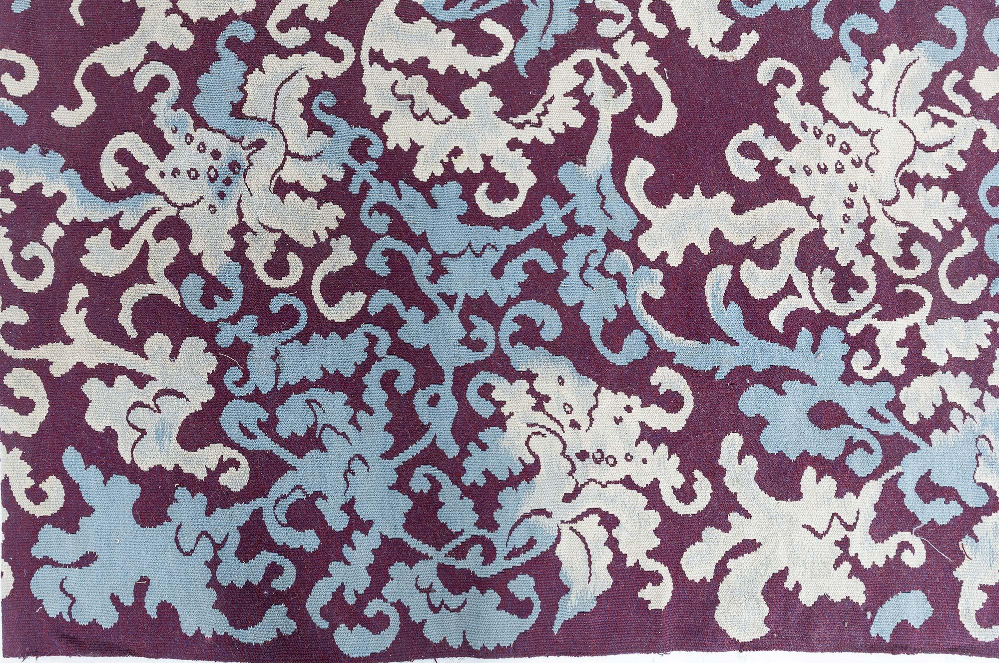 Laine Tapis d'Aubusson botanique français ancien en laine fait à la main Doris Leslie Blau en vente