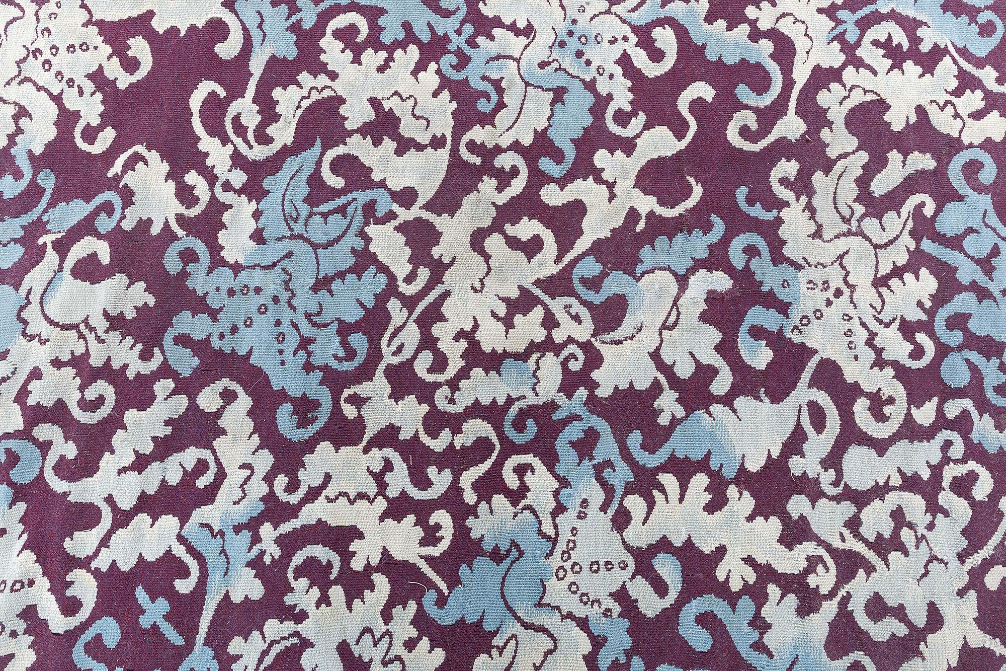 Tapis d'Aubusson botanique français ancien en laine fait à la main Doris Leslie Blau en vente 1