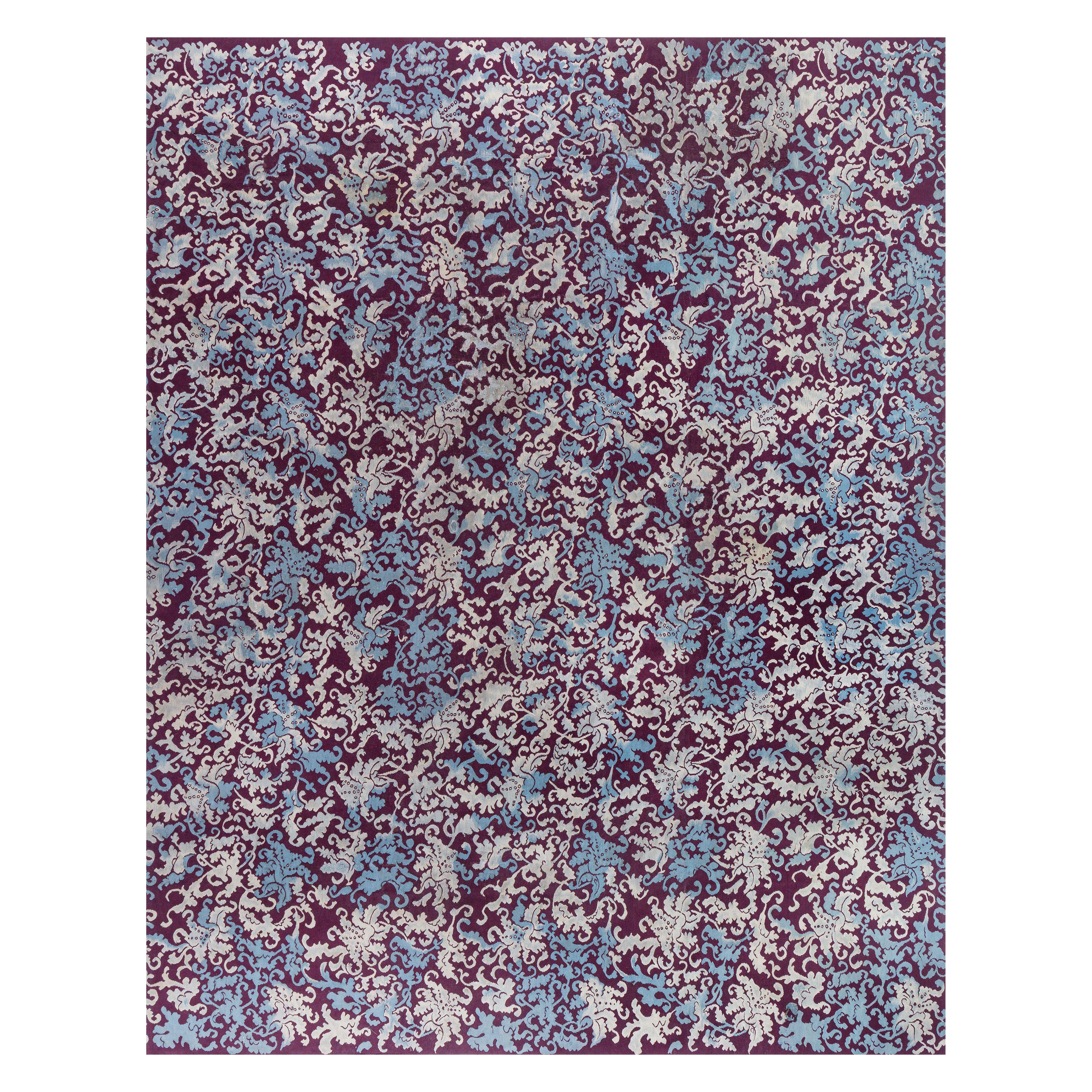 Tapis d'Aubusson botanique français ancien en laine fait à la main Doris Leslie Blau en vente
