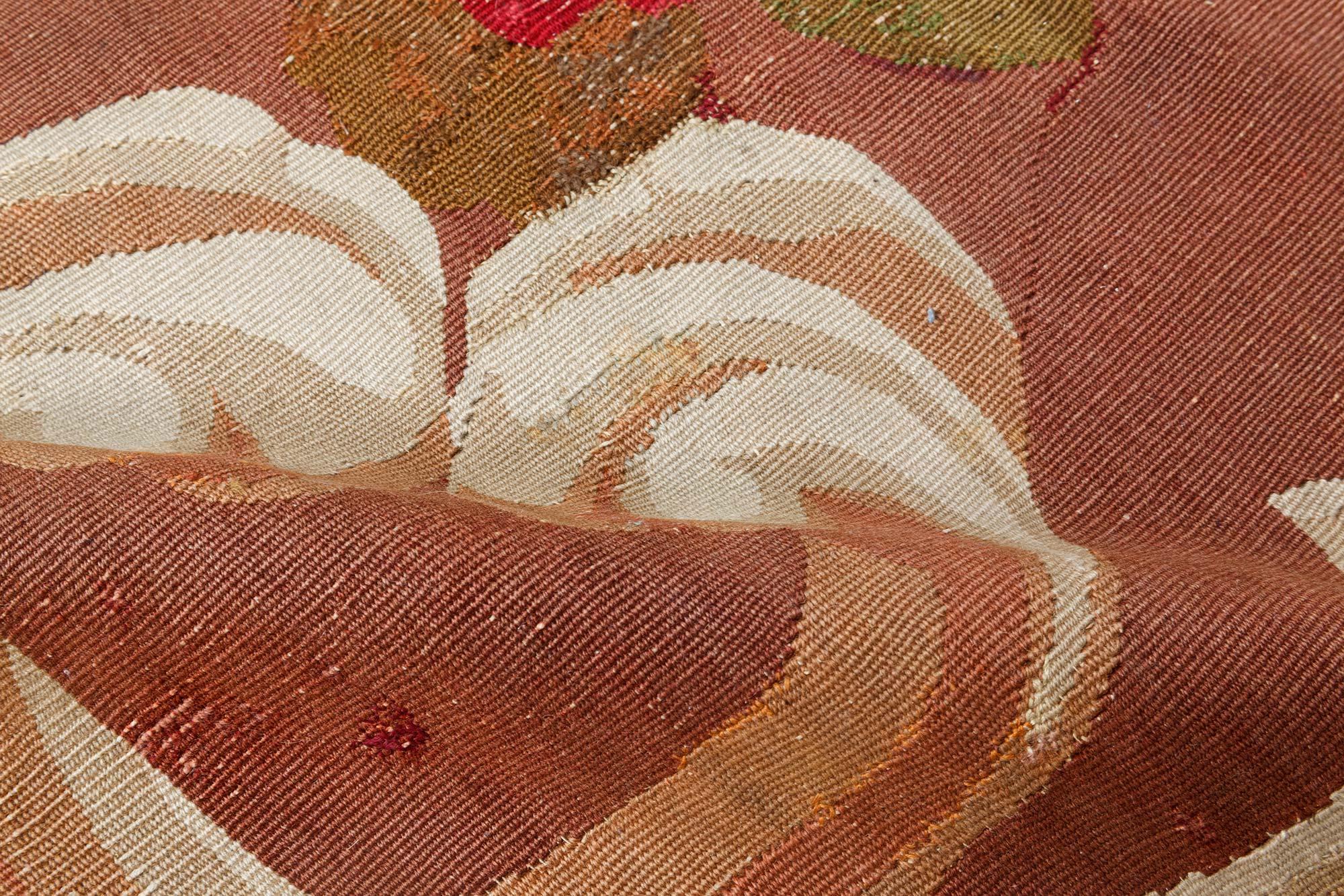 Doris Leslie Blau Antique French Aubusson Floral Handwoven Wool Rug In Good Condition For Sale In New York, NY