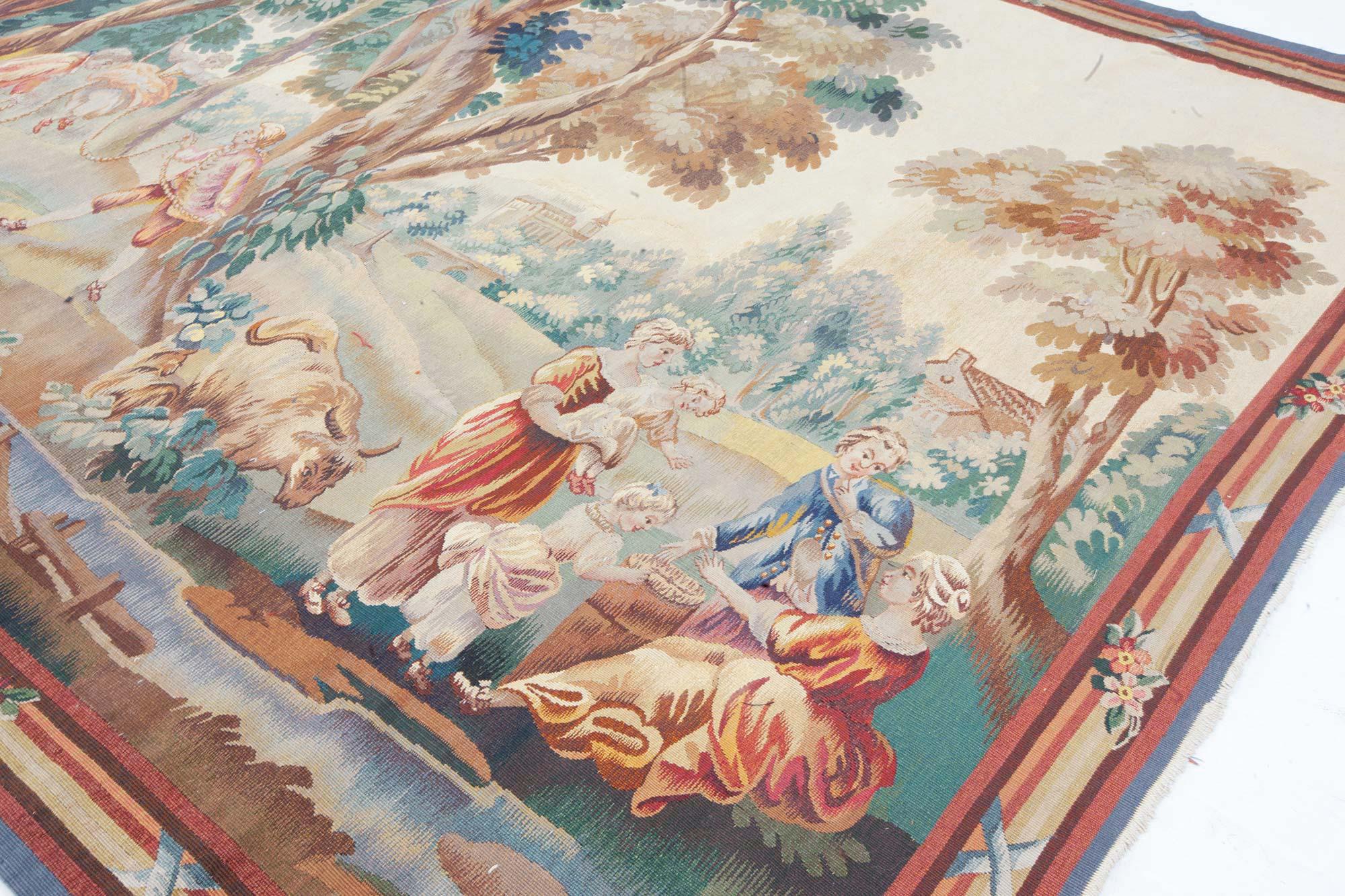 Wool Doris Leslie Blau Antique French Tapestry For Sale