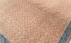 Doris Leslie Blauer antiker geometrischer chinesischer Teppich in Blau
