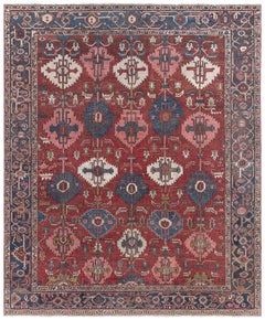 Doris Leslie Blau Antique Heriz Allover Geometric Brick Red Rug - c. 1930