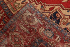 Doris Leslie Blau Antique Heriz Medallion Geometric Soft Beige Rug - c. 1920