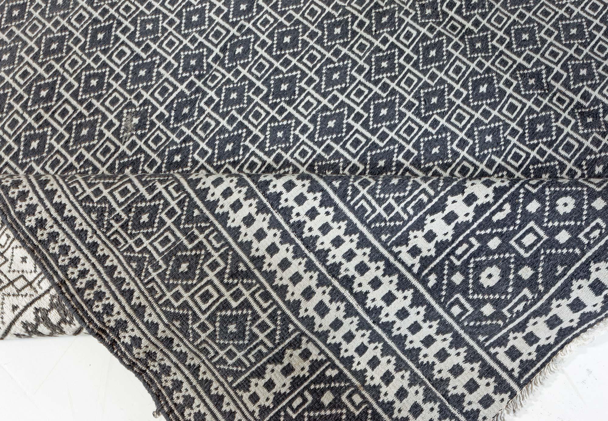 20th Century Doris Leslie Blau Antique Indian Agra Geometric Double Sided Rug For Sale
