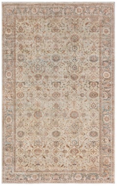Doris Leslie Blau Antique Indian Allover Floral Soft Beige Rug - c. 1920