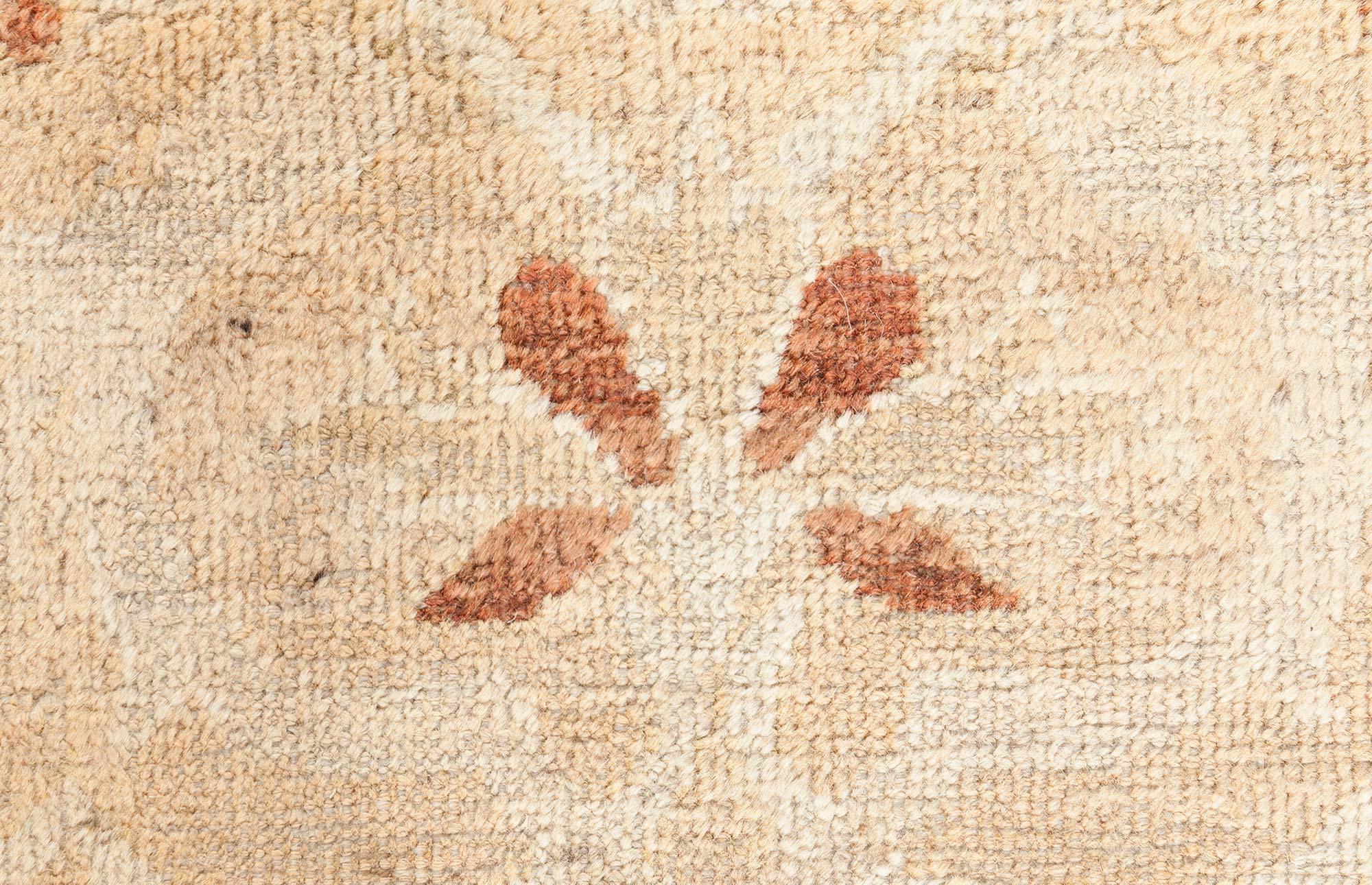 Hand-Knotted Doris Leslie Blau Antique Indian Amritsar Beige Handmade Wool Rug For Sale