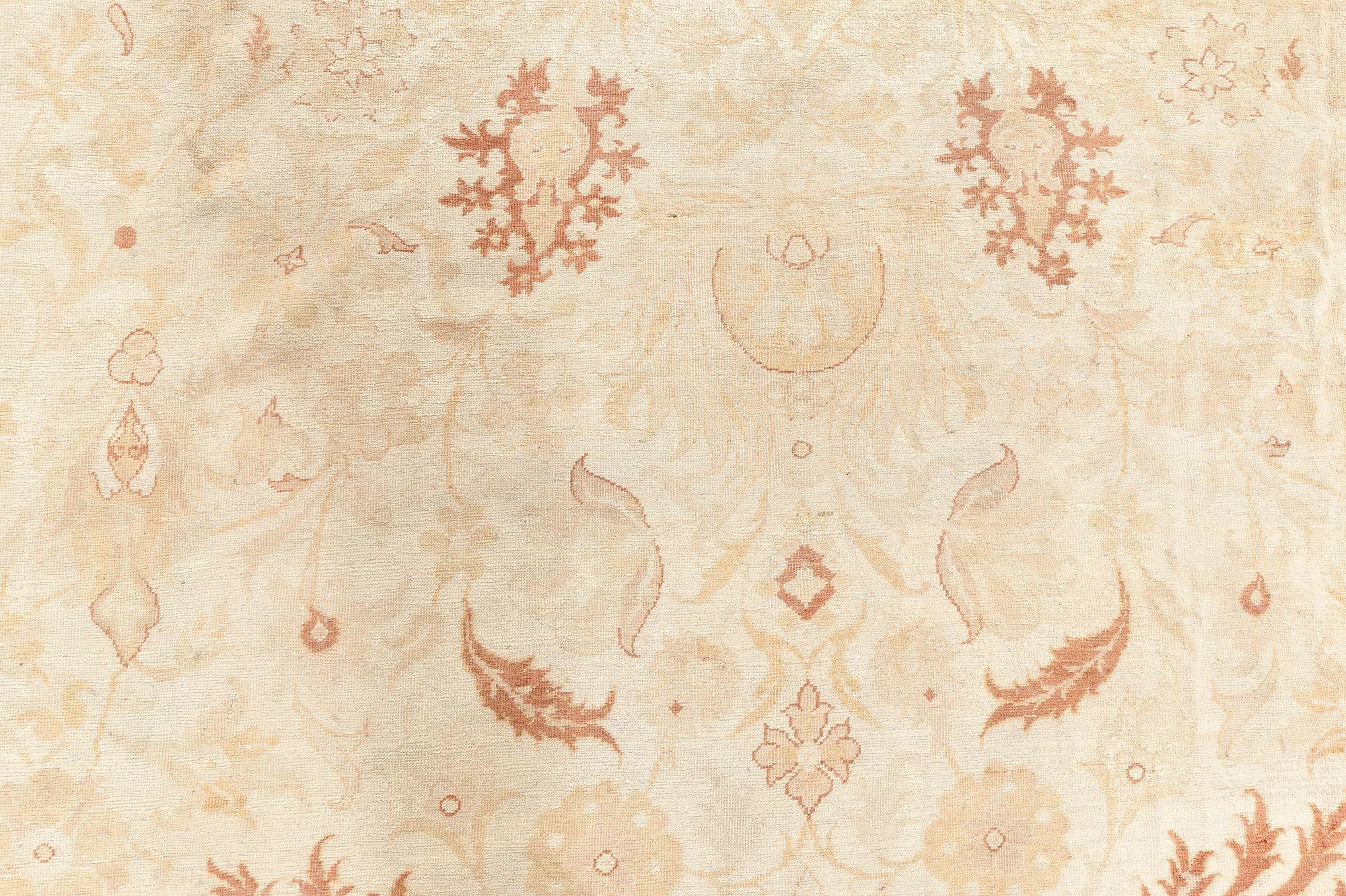 Doris Leslie Blau Antique Indian Amritsar Beige Handmade Wool Rug For Sale 2