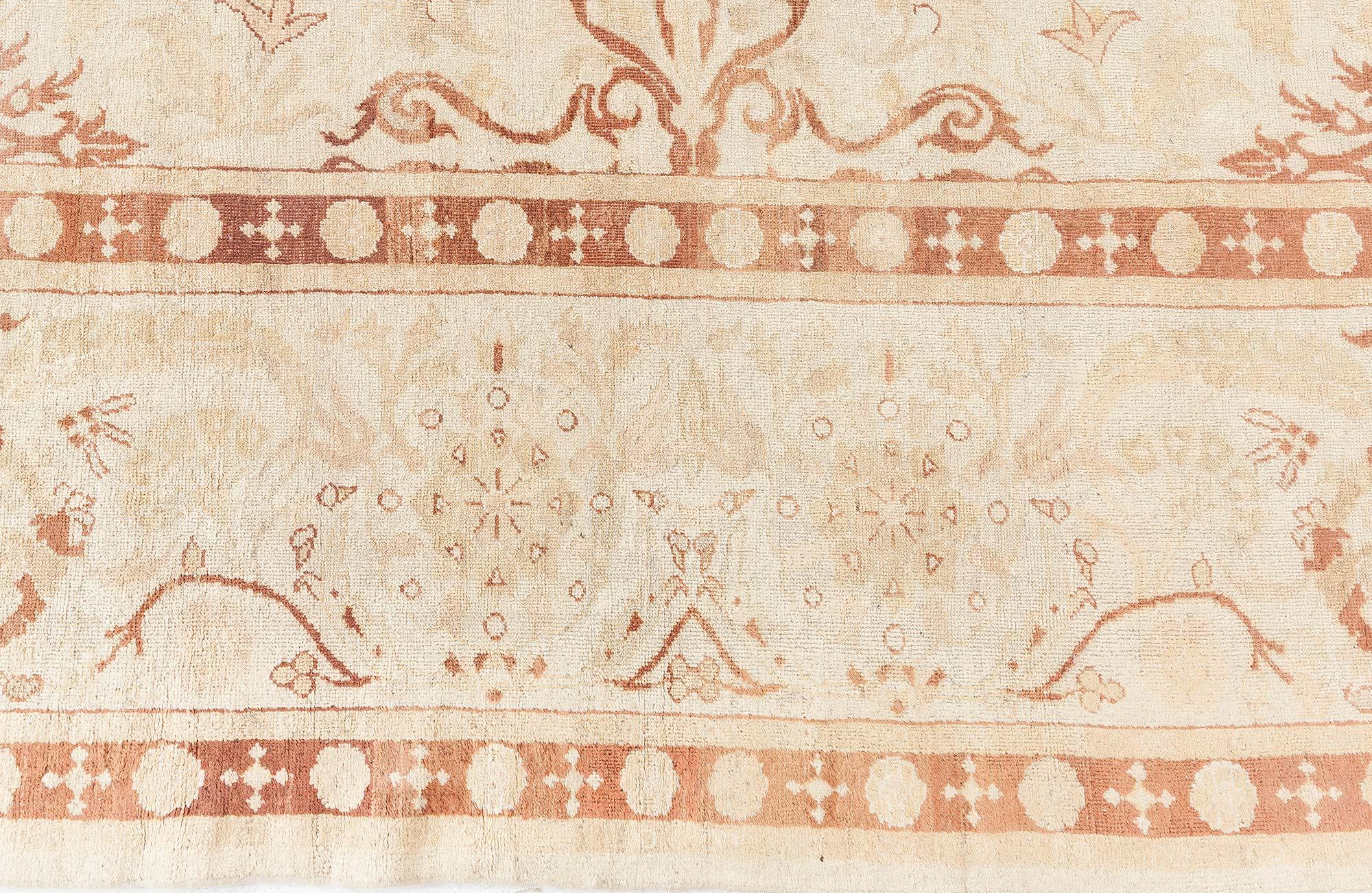 Doris Leslie Blau Antique Indian Amritsar Beige Handmade Wool Rug For Sale 3