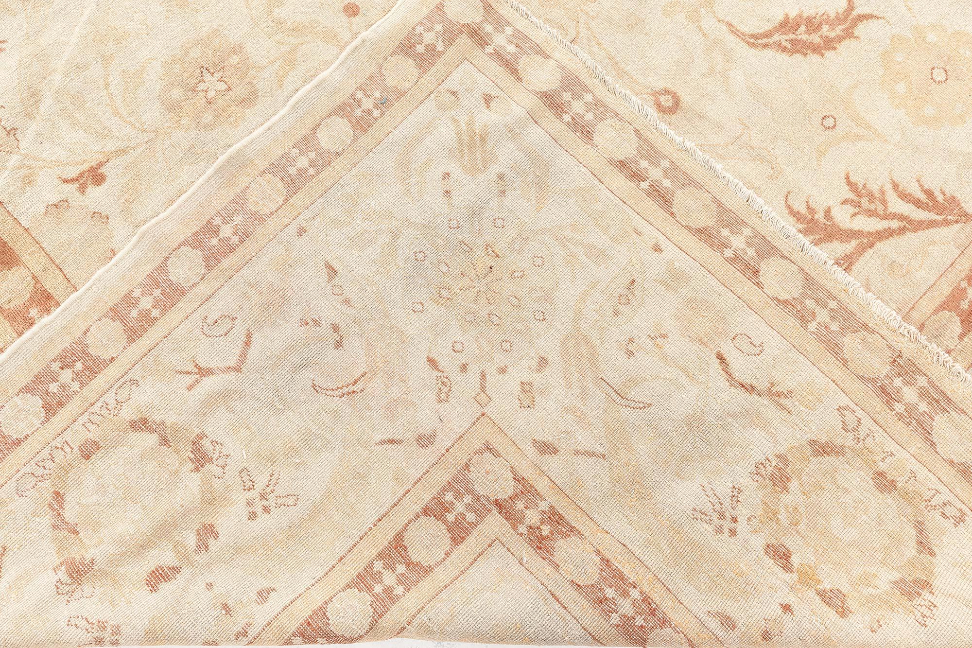 Doris Leslie Blau Antique Indian Amritsar Beige Handmade Wool Rug For Sale 4