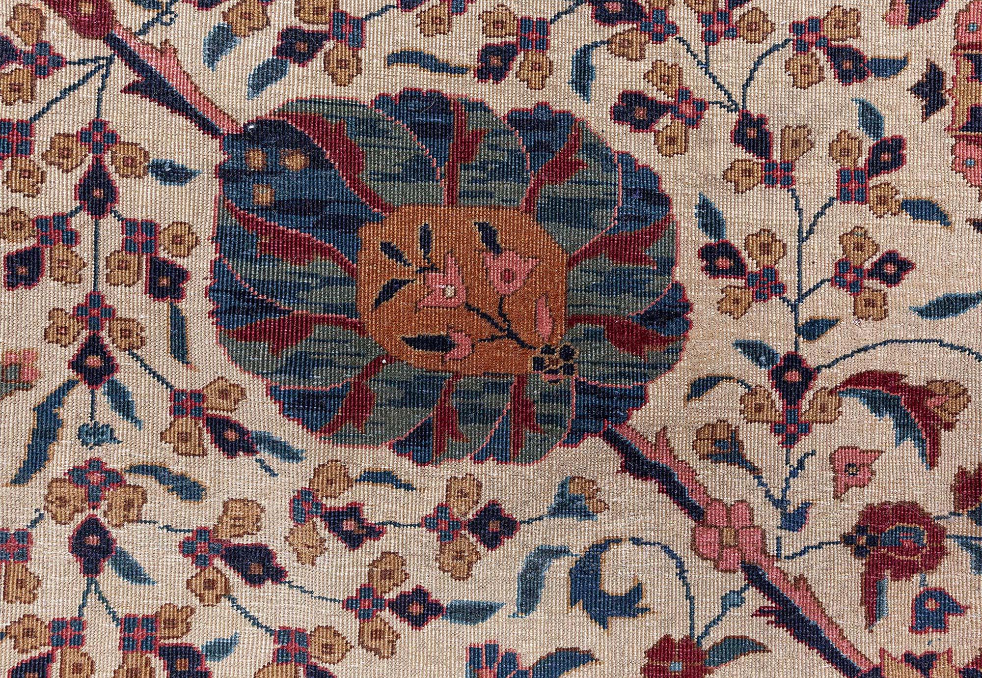Indiano Doris Leslie Blau Tappeto di lana antico indiano Amritsar Botanic fatto a mano in vendita