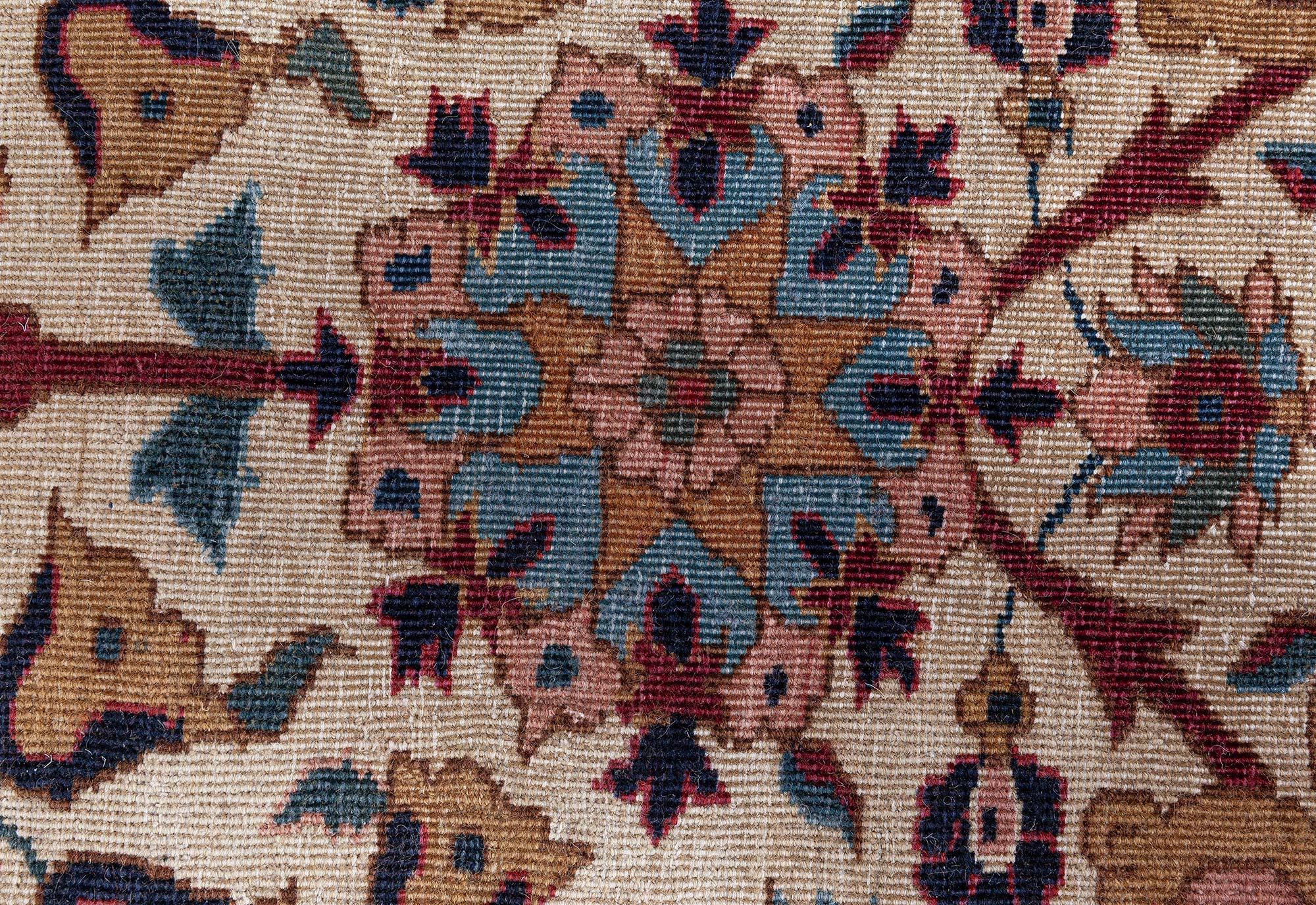 Tessuto a mano Doris Leslie Blau Tappeto di lana antico indiano Amritsar Botanic fatto a mano in vendita