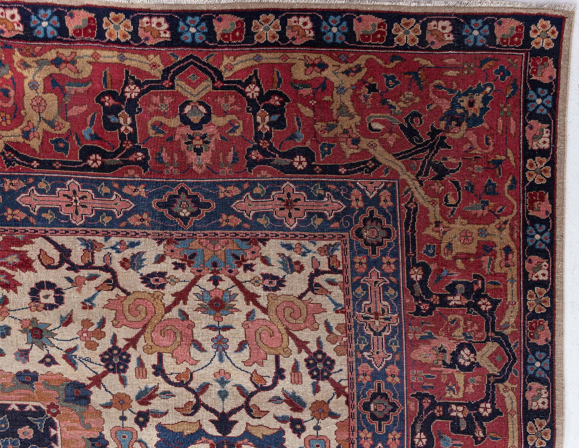 XX secolo Doris Leslie Blau Tappeto di lana antico indiano Amritsar Botanic fatto a mano in vendita