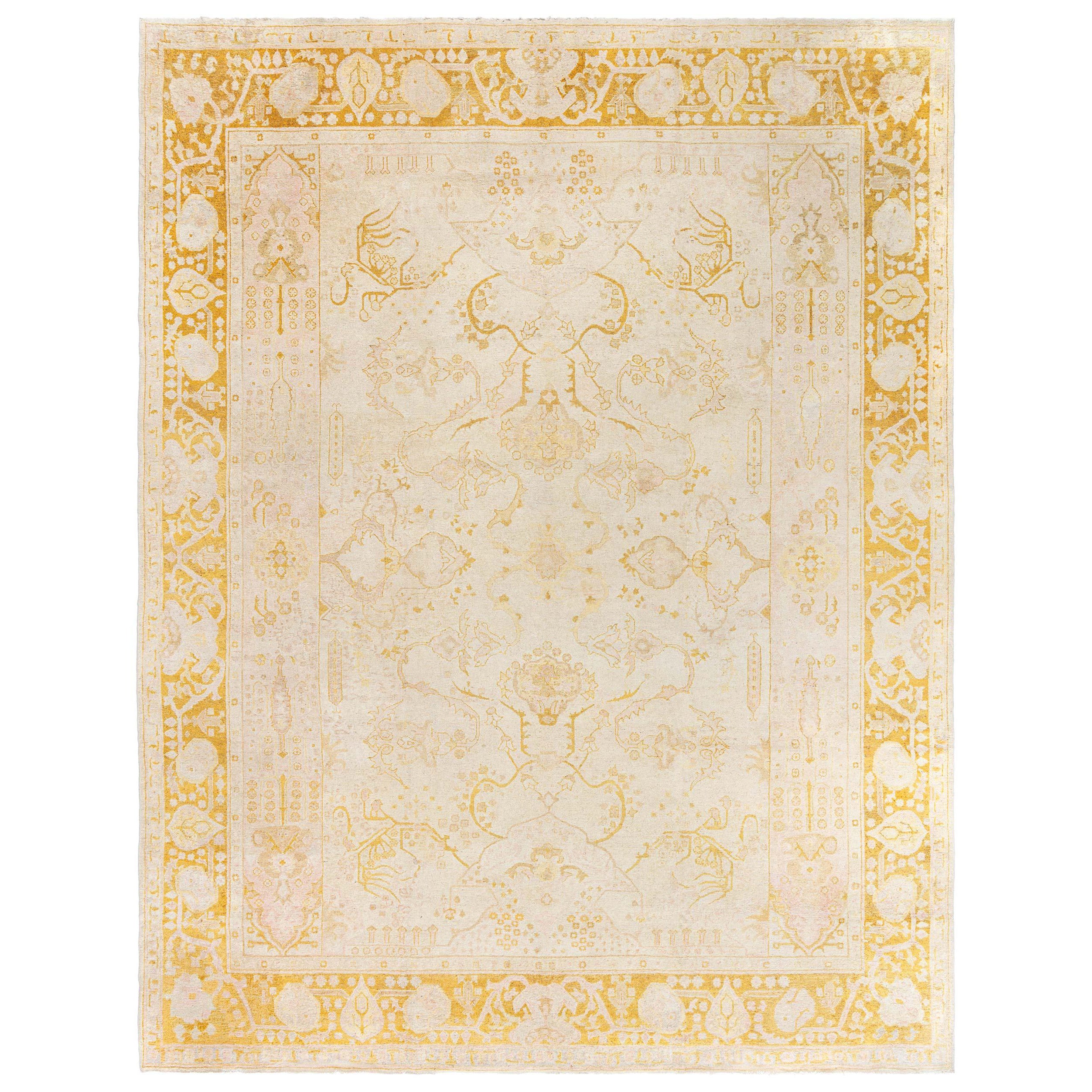 Doris Leslie Blau Alfombra de lana antigua india Amritsar Botanic hecha a mano en venta