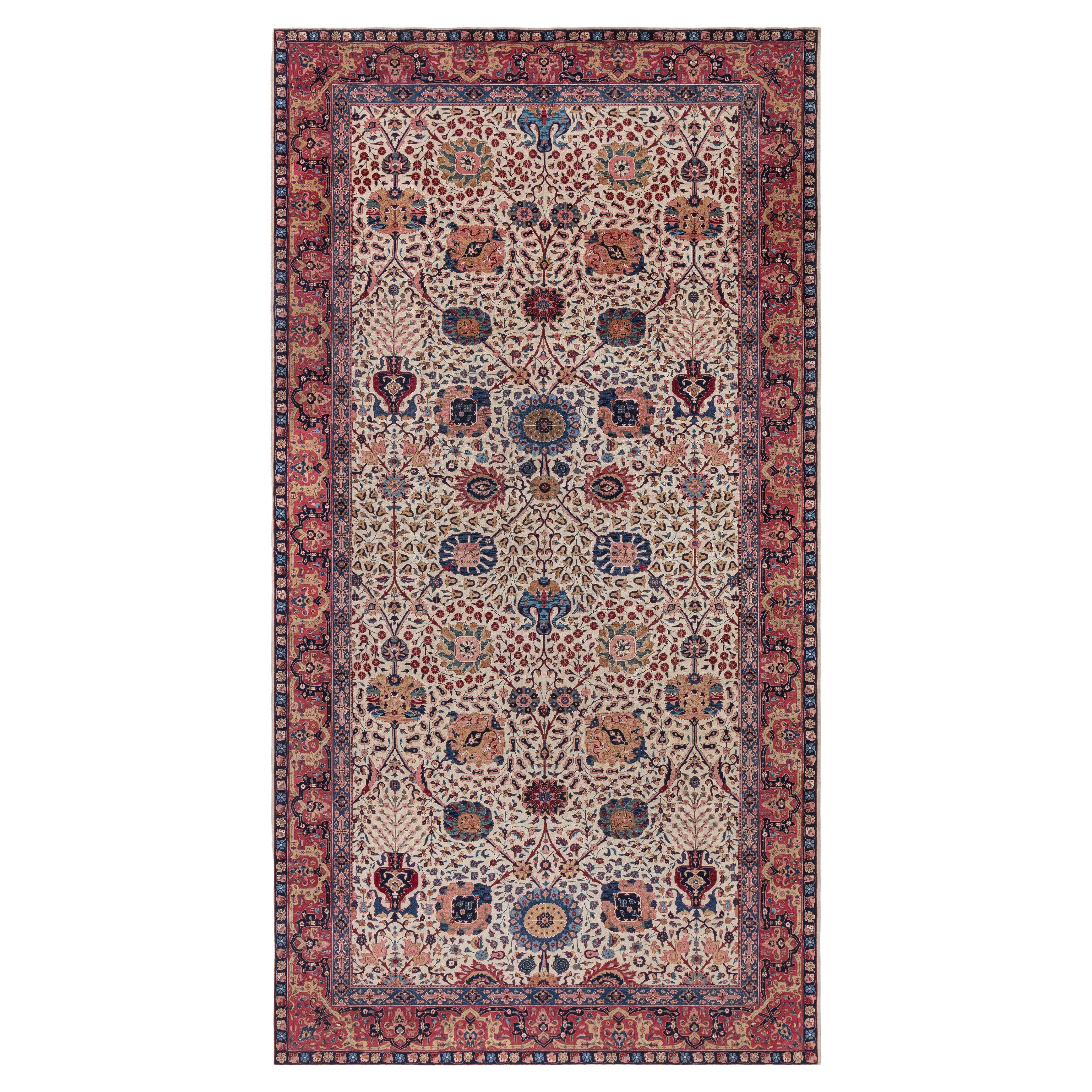 Doris Leslie Blau Antique Indian Amritsar Botanic Handmade Wool Rug