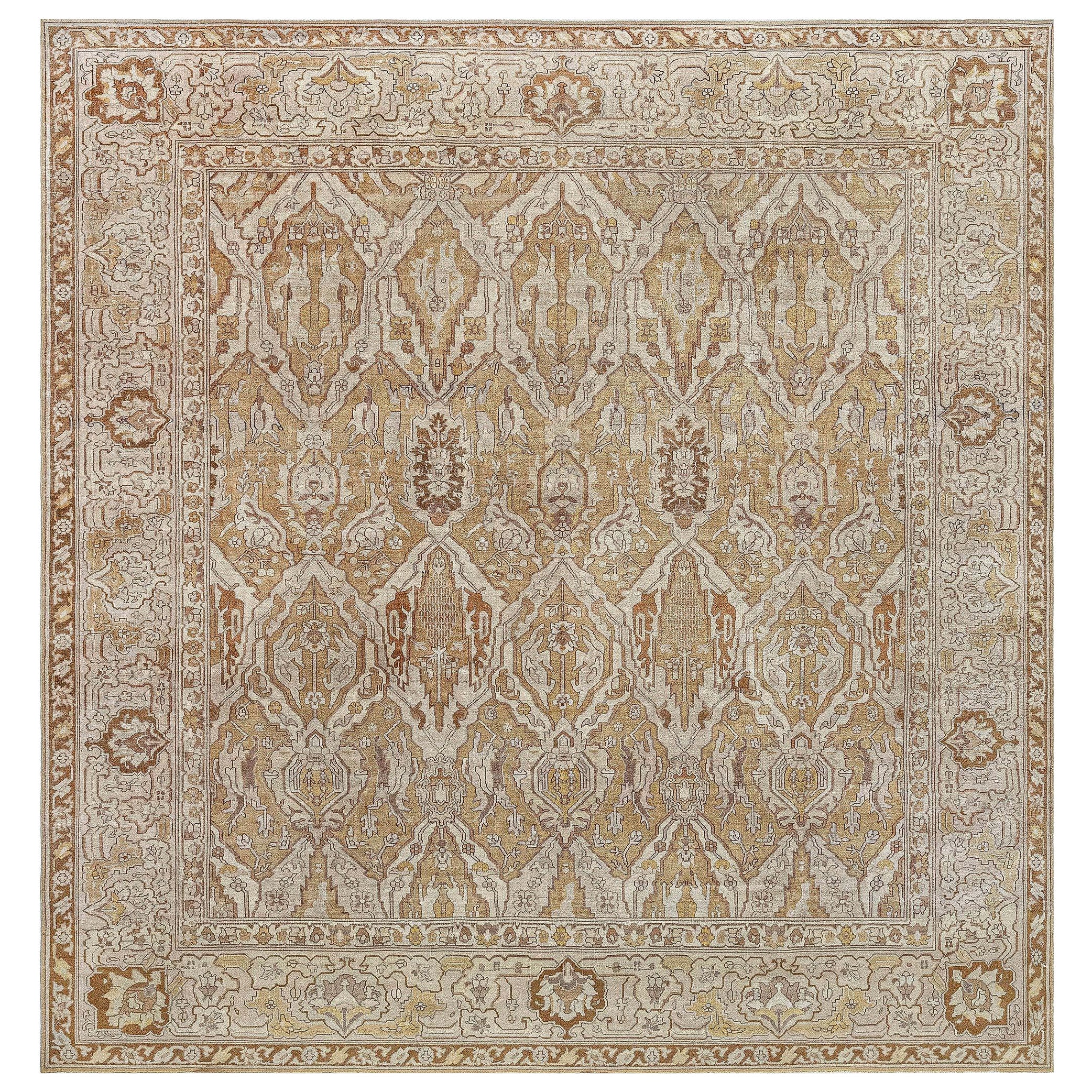 Tapis Amritsar indien ancien en laine fait à la main Doris Leslie Blau, taille réglable