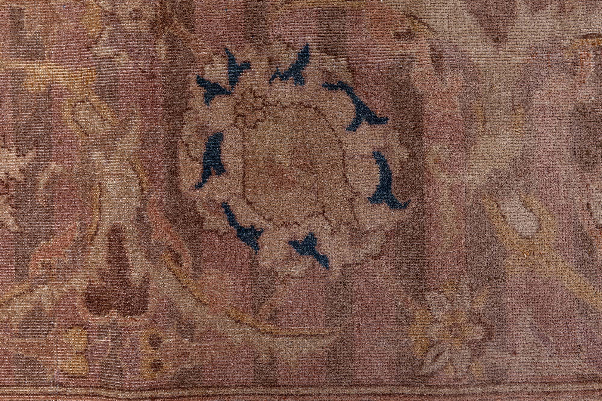 Antique Indian bold handmade wool rug.
Size: 12'4