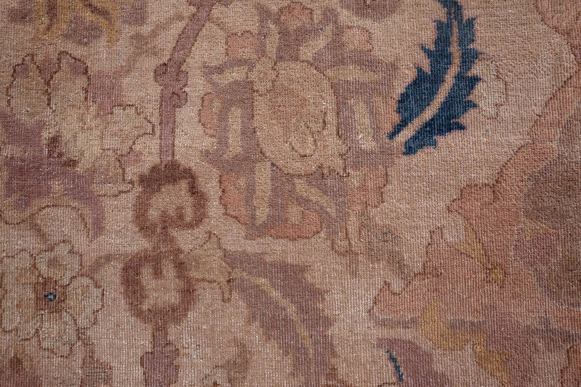 Hand-Knotted Doris Leslie Blau Antique Indian Bold Handmade Wool Rug For Sale