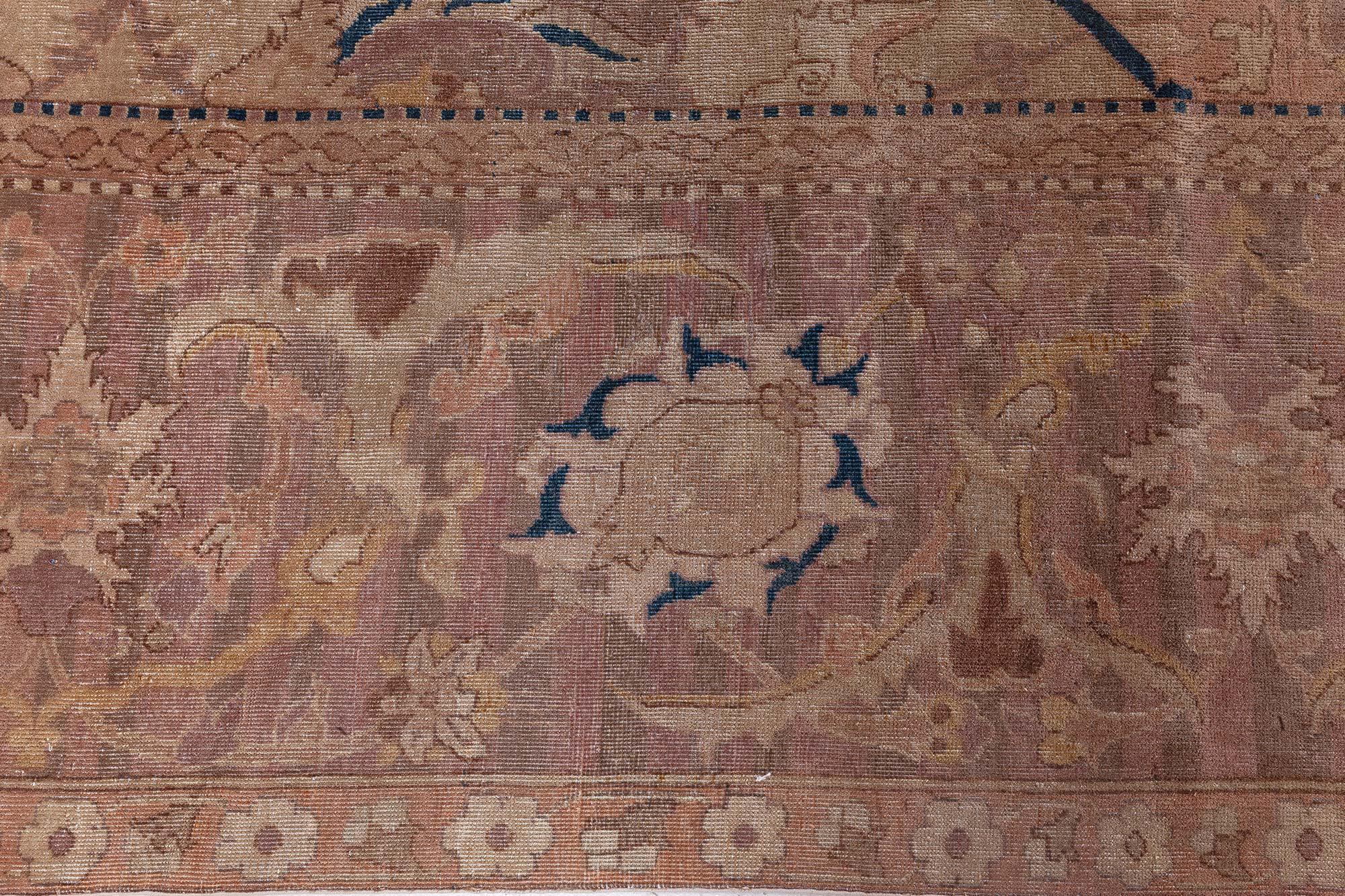 20th Century Doris Leslie Blau Antique Indian Bold Handmade Wool Rug For Sale