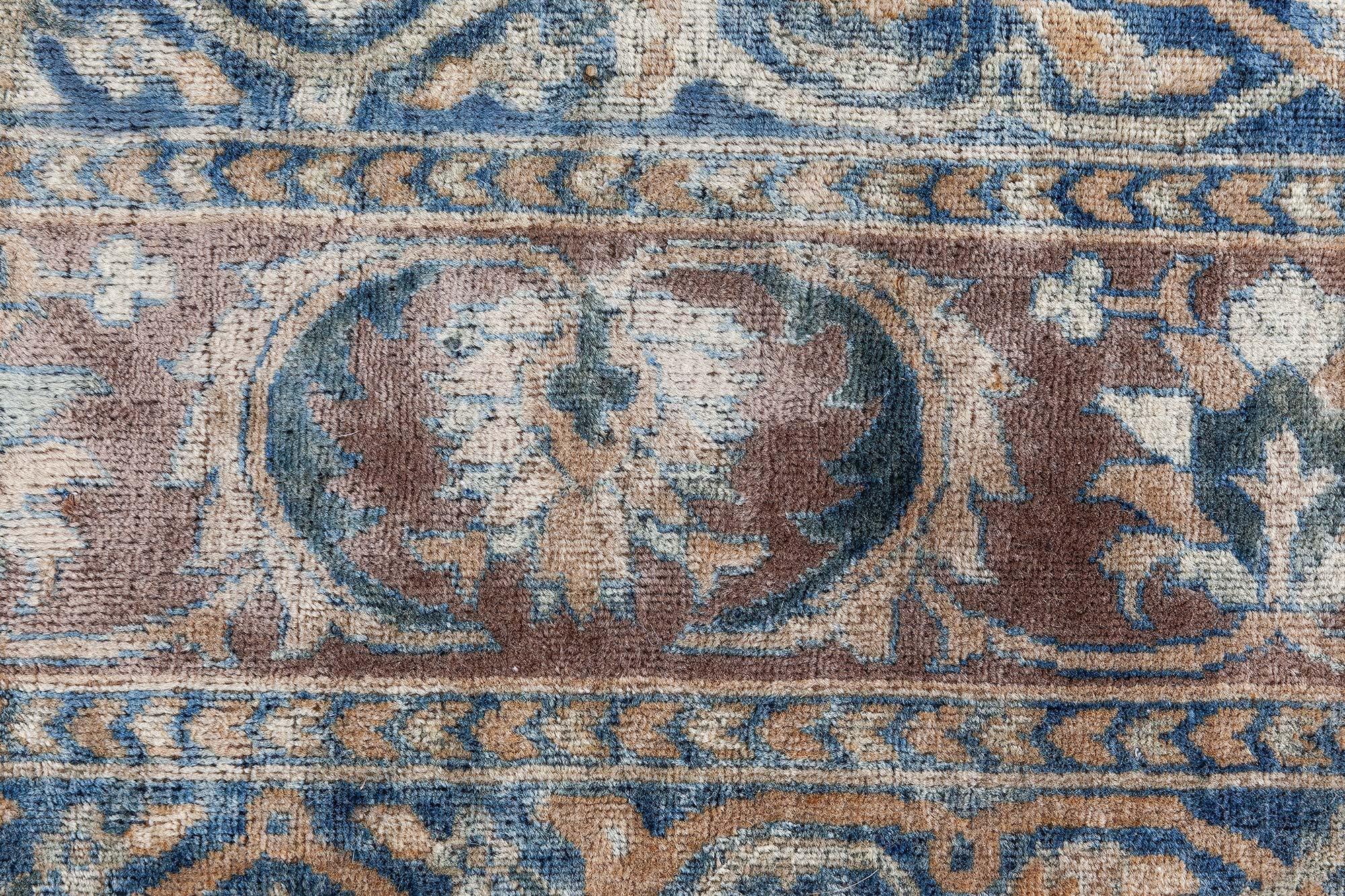 Doris Leslie Blau Antique Indian Botanic Handmade Wool Rug In Good Condition For Sale In New York, NY