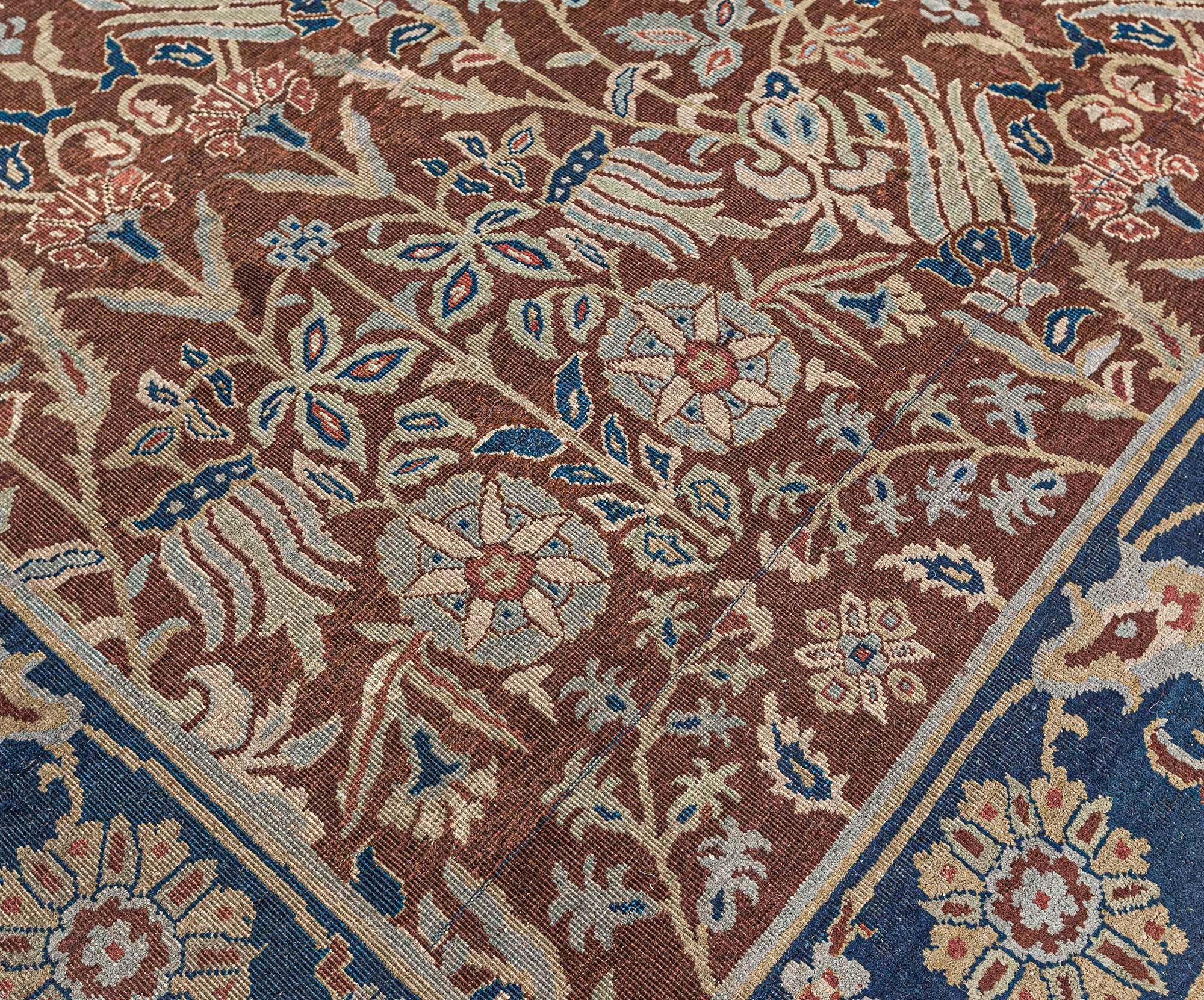 Alfombra de lana Doris Leslie Blau Antique Indian Brown hecha a mano Anudado a mano en venta