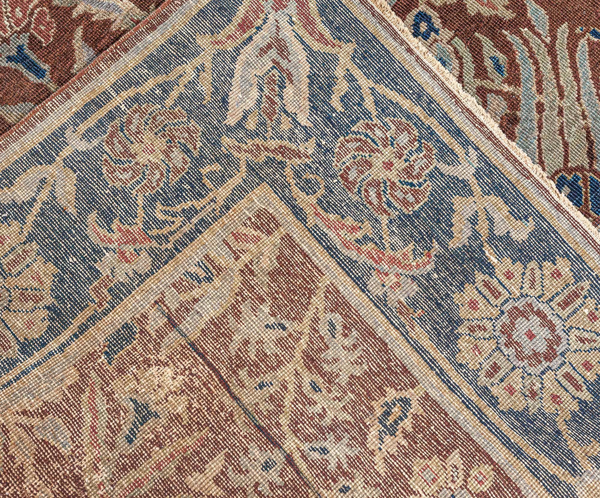Alfombra de lana Doris Leslie Blau Antique Indian Brown hecha a mano en venta 1