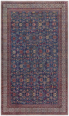 Doris Leslie Blau: Antiker indischer Teppich mit durchgehendem Blumenmuster, übergroß, elfenbeinfarben – um 1880