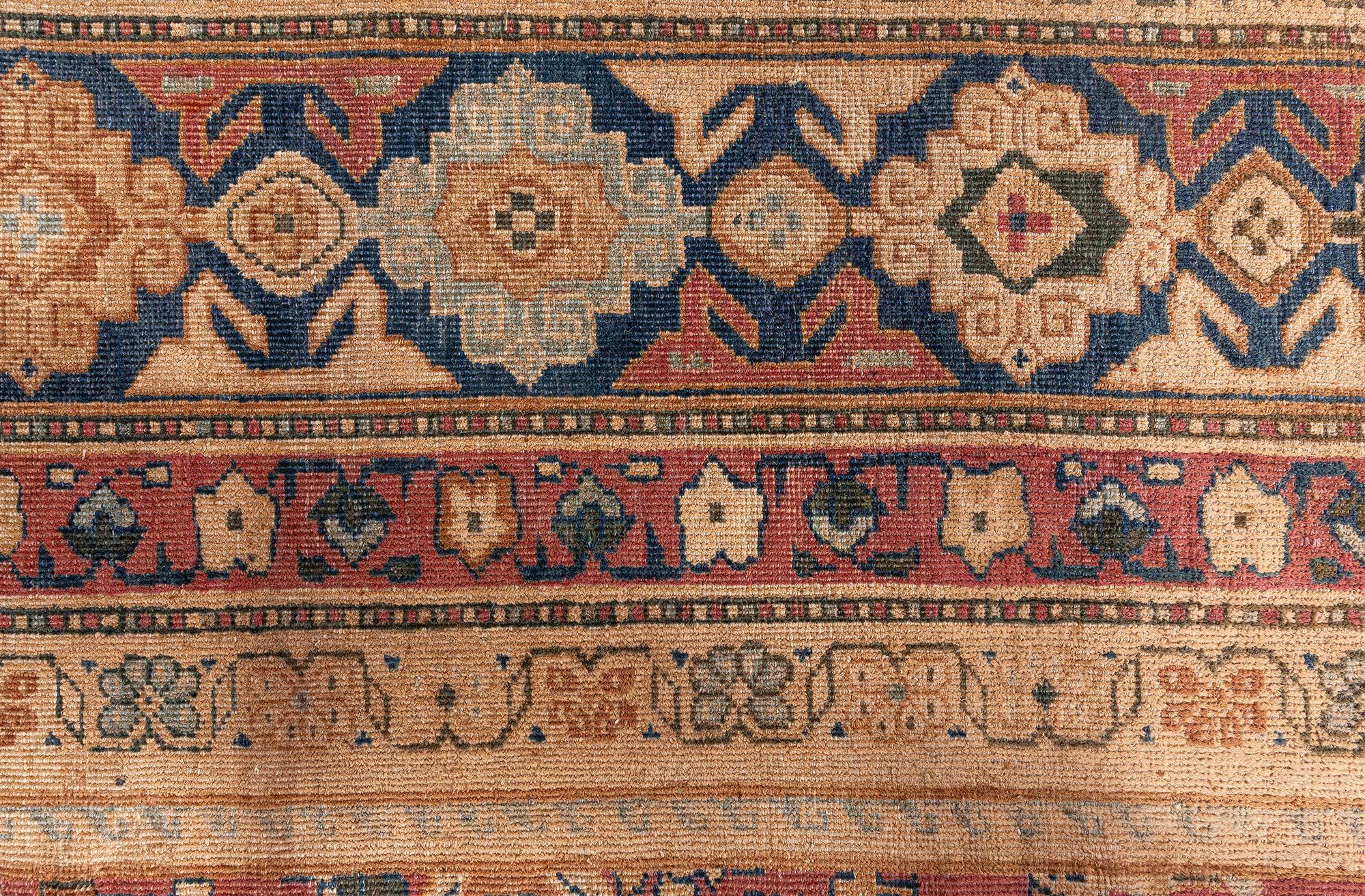 Wool Doris Leslie Blau Antique Indian Handmade Carpet For Sale