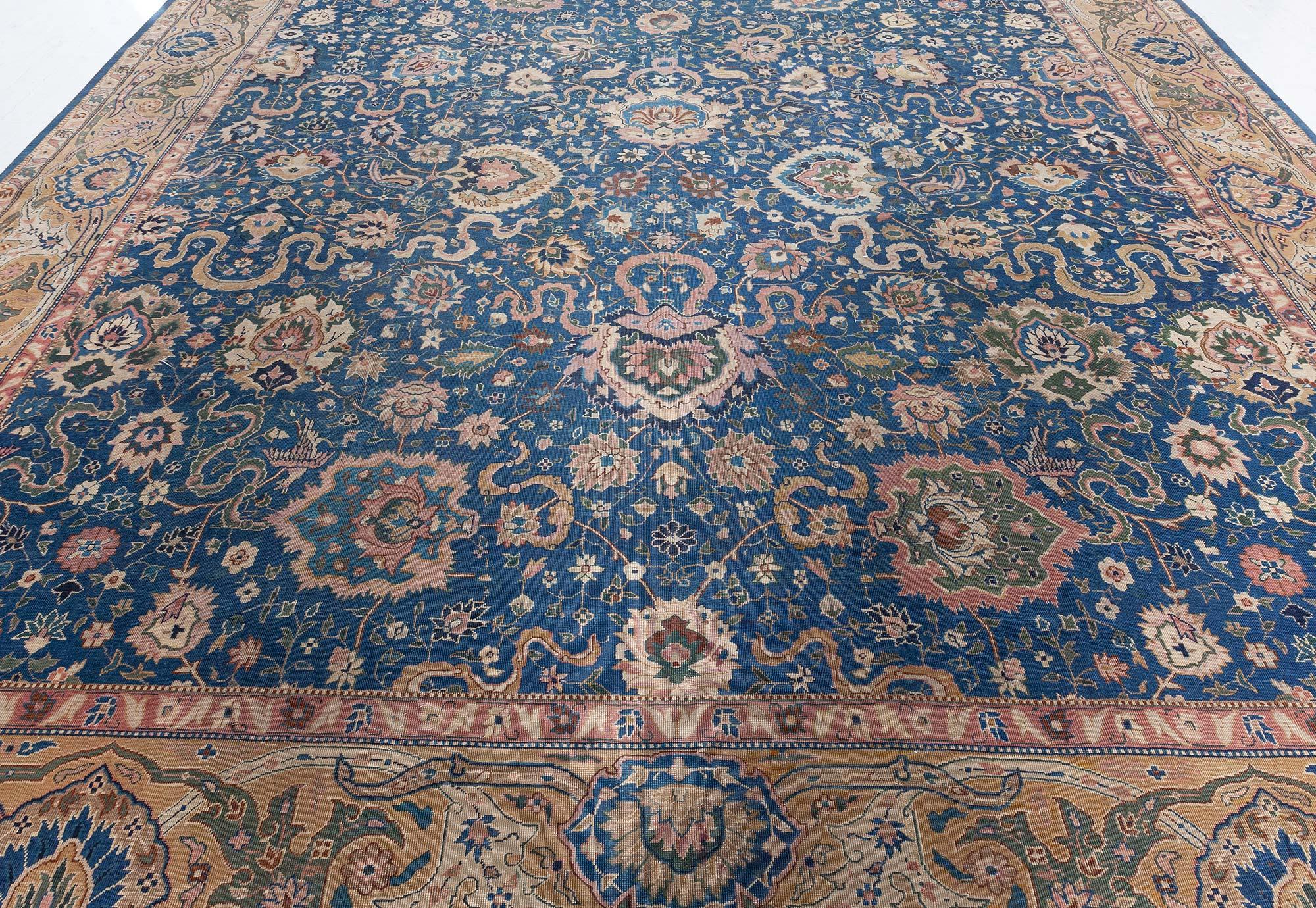 Hand-Woven Doris Leslie Blau Antique Indian Handmade Wool Rug For Sale