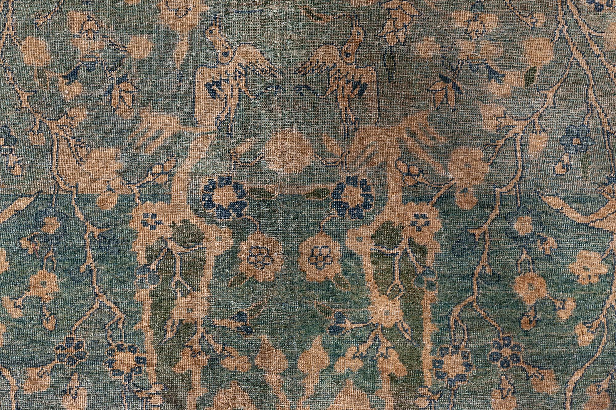 Hand-Knotted Doris Leslie Blau Antique Indian Handmade Wool Rug For Sale