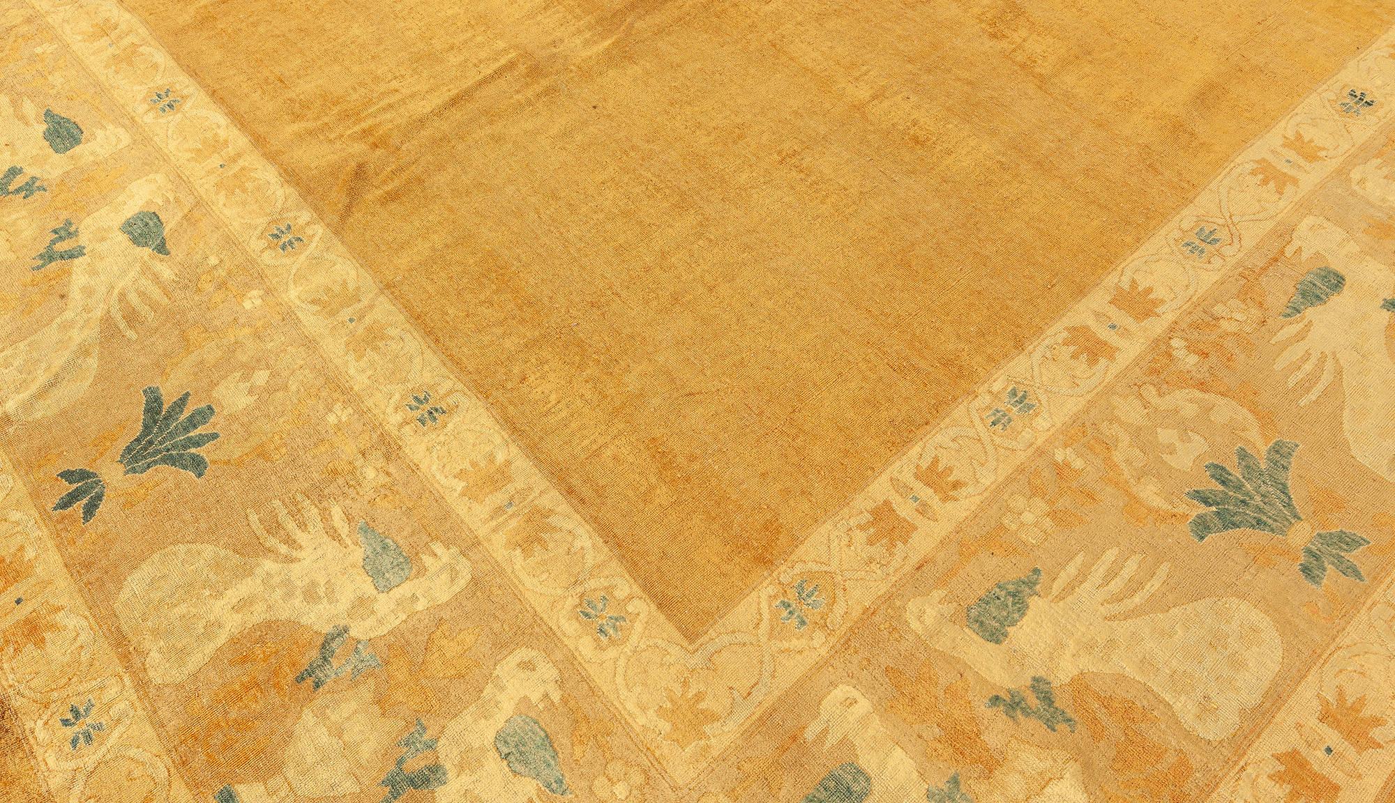 Doris Leslie Blauer antiker indischer Lahore handgeknüpfter Teppich aus Wolle im Angebot 2