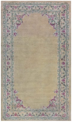 Doris Leslie Blau Antique Indian Medallion Floral Warm Tan Cotton Rug - c. 1935